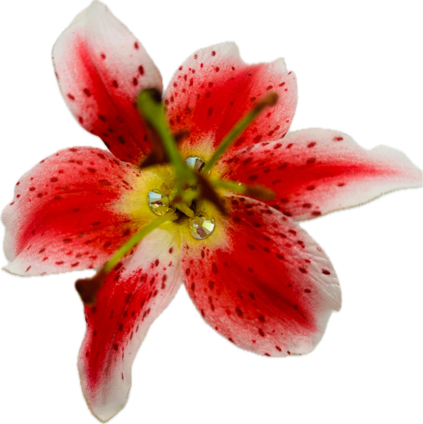 Ophelia Fuchsia Tiger Lily Pinch Clip with Crystals, 3"