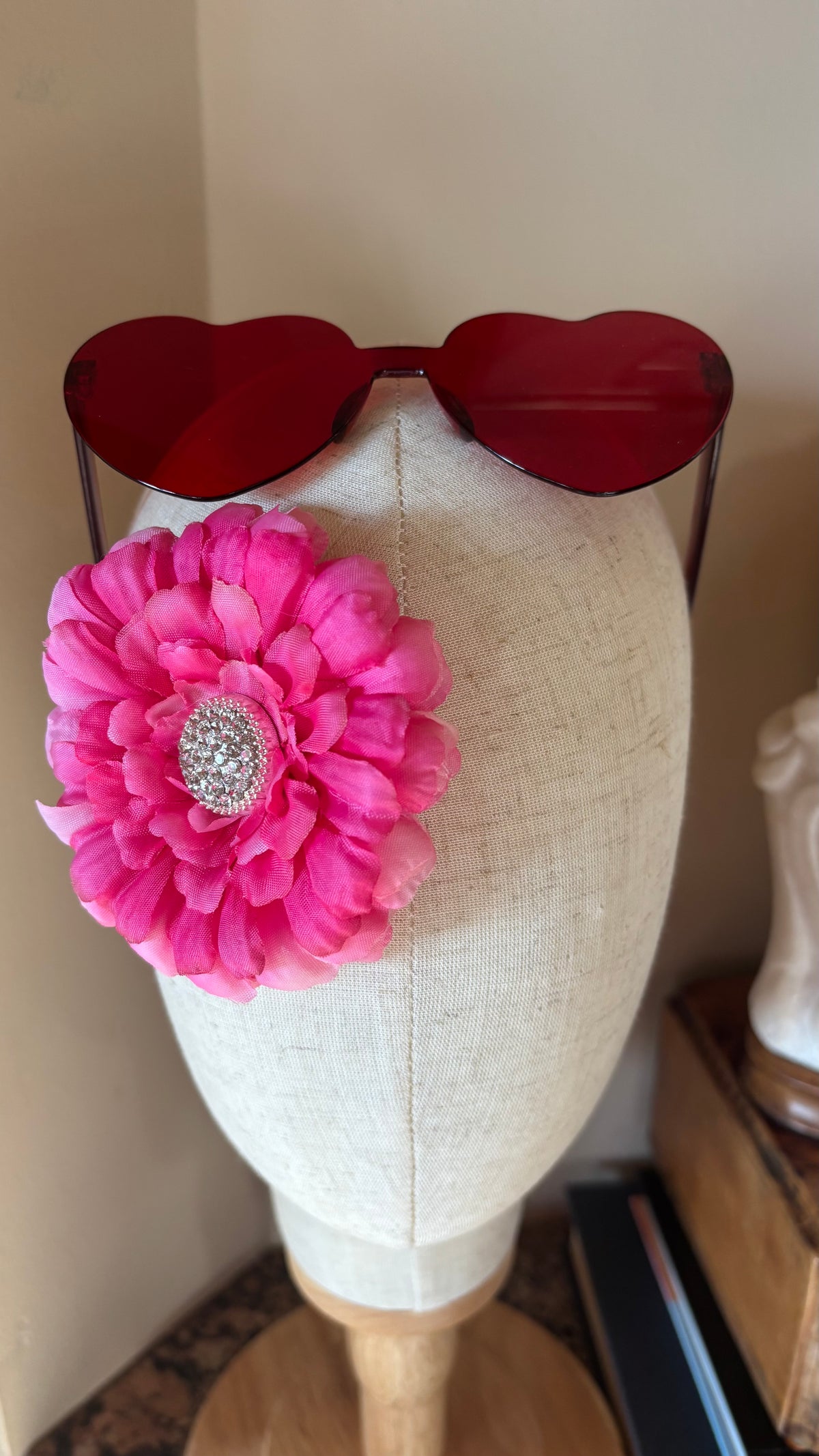 Dahlia Doll Pink & Crystal Brooch & Clip