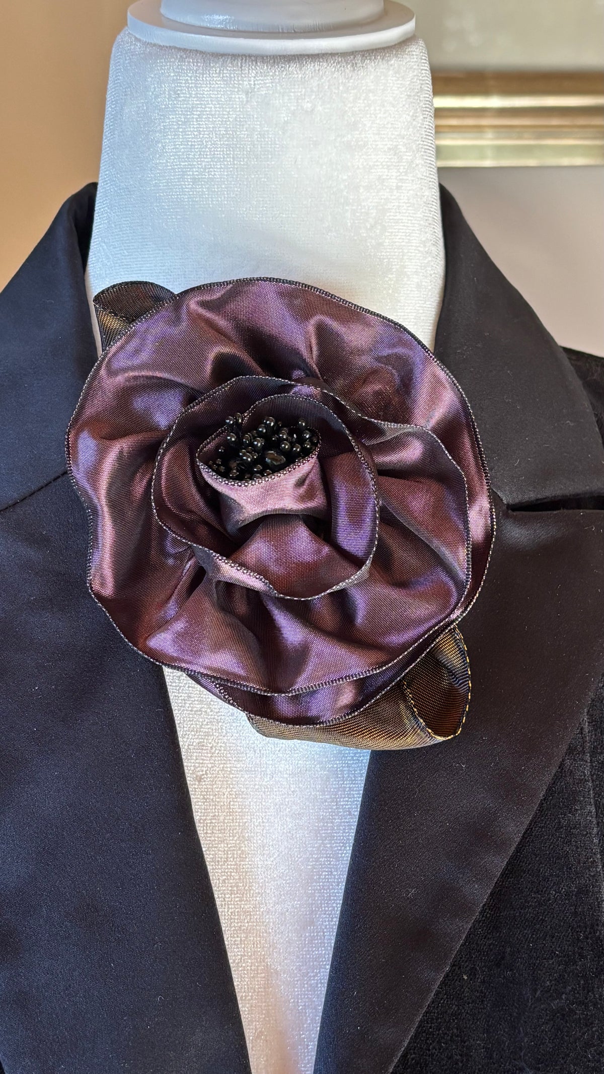 Francesca Petite Plum French Taffeta Flower Pin & Clip, 4"