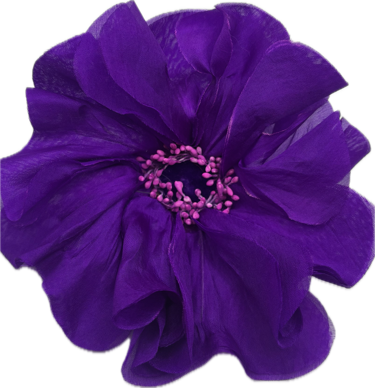 Dani Purple Silk Poppy Pin & Clip, 4.5"