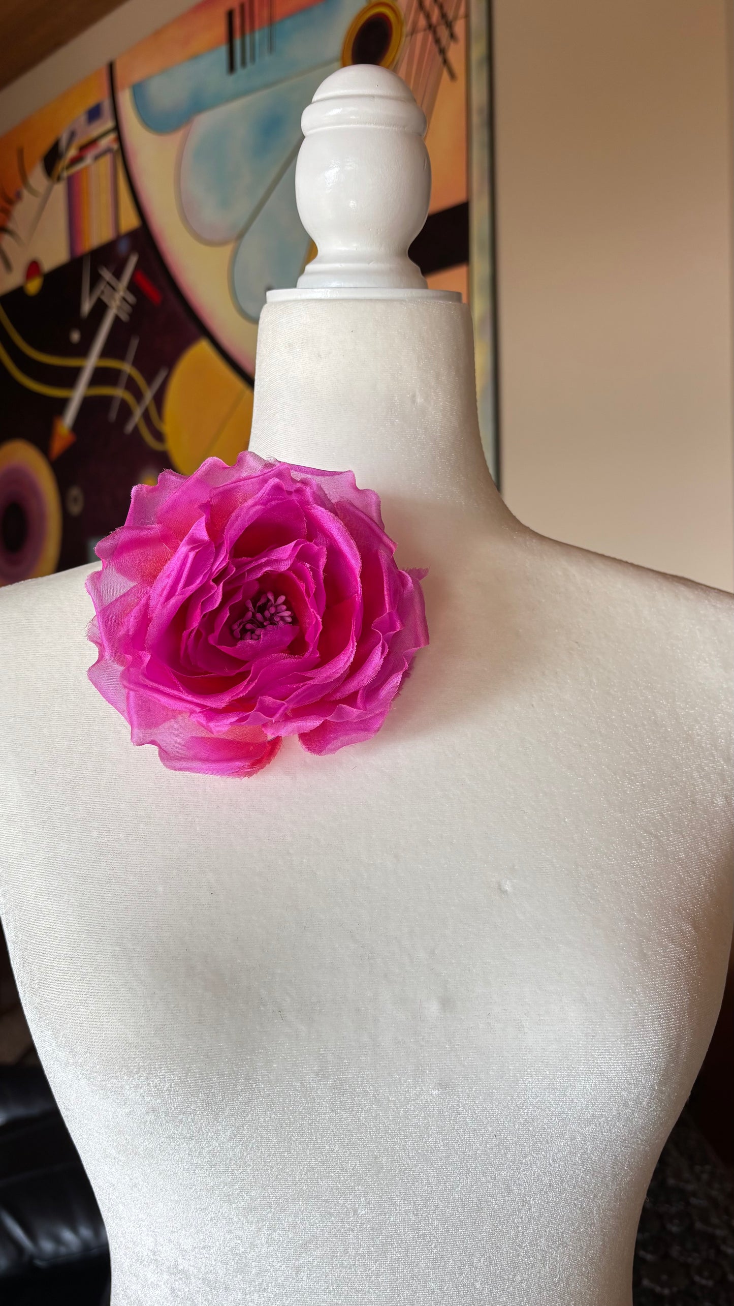 Karin's Garden 4" "Desiree" Black Silk Chiffon Delicate Layered Rose Brooch Pin & Clip.