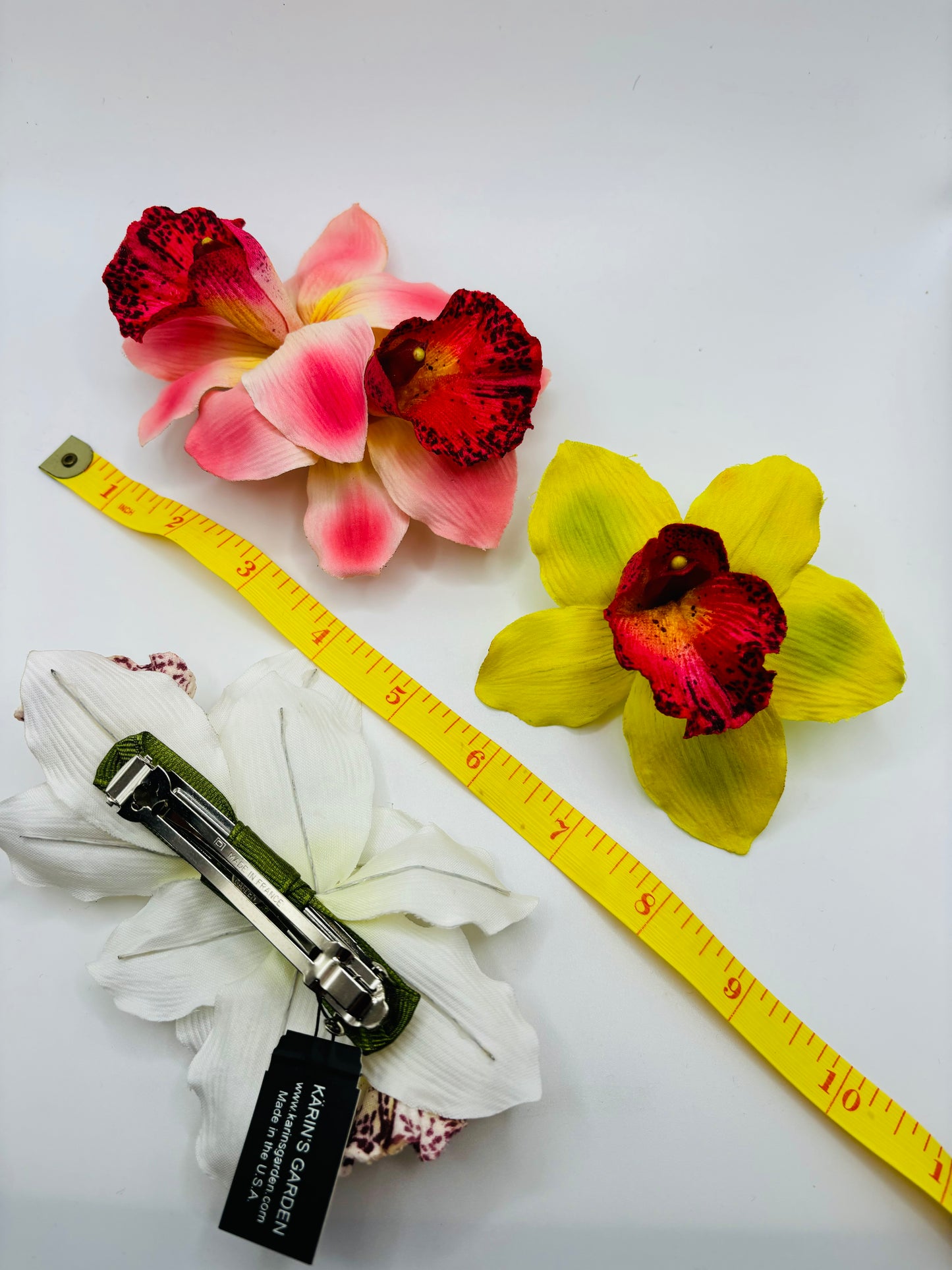 "Chloe" Vanda Orchid in Pink French Metal Hair Barrette - Lifelike Orchids - Bendable Petals