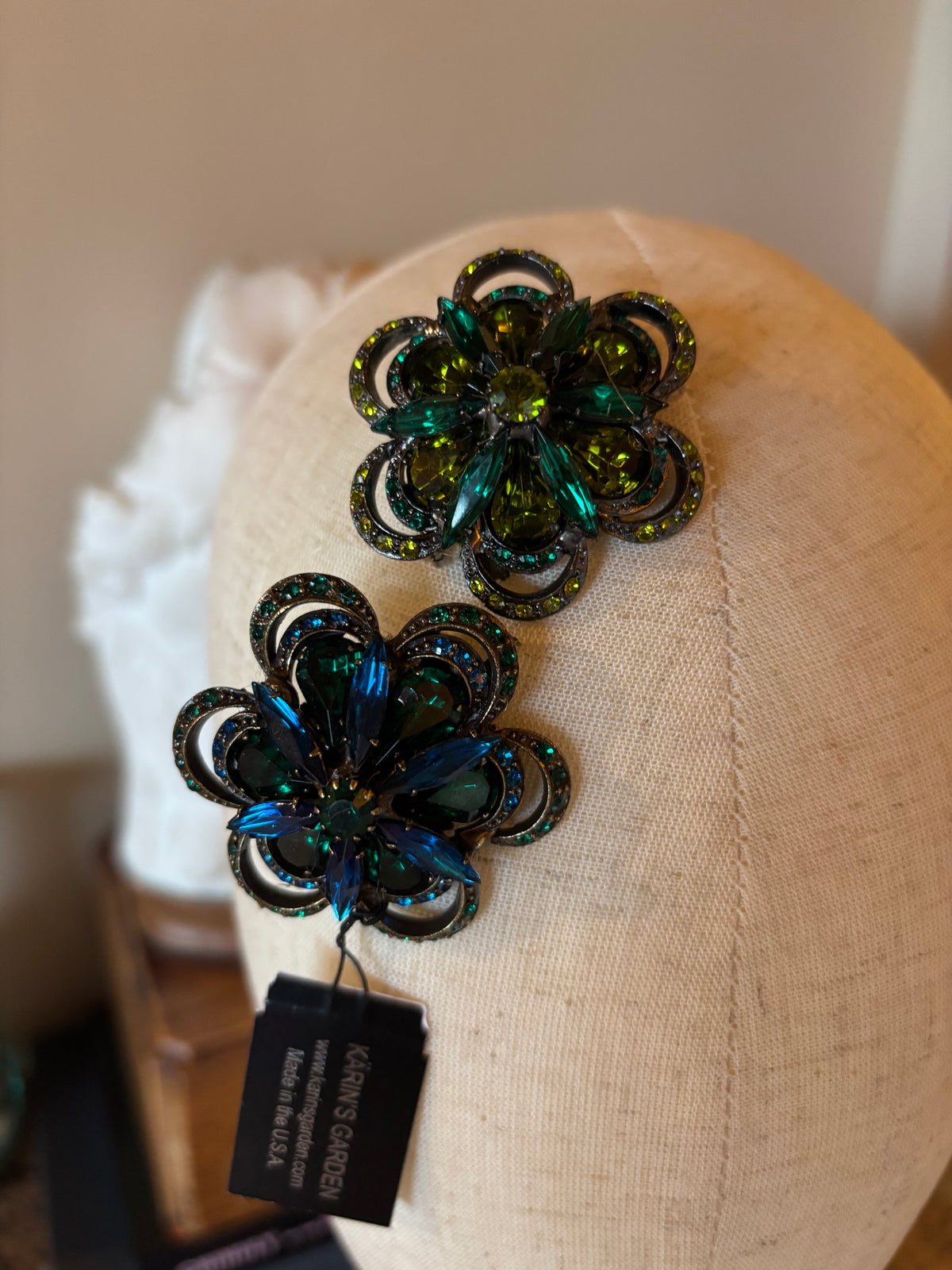 Mae Tan Pink Jeweled Brooch, 1.75"