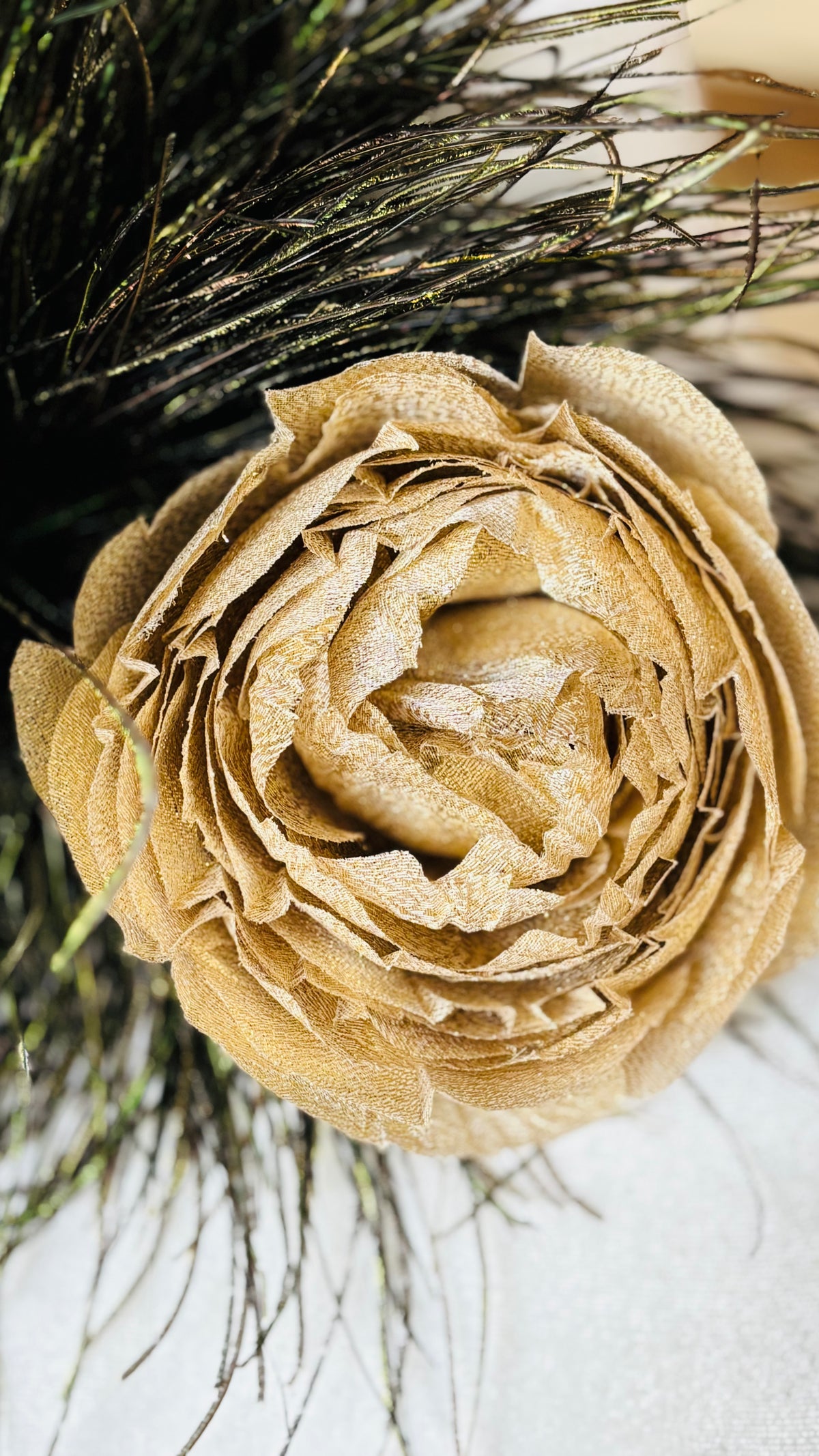 Gold Metallic Flower Pin & Clip, 4"