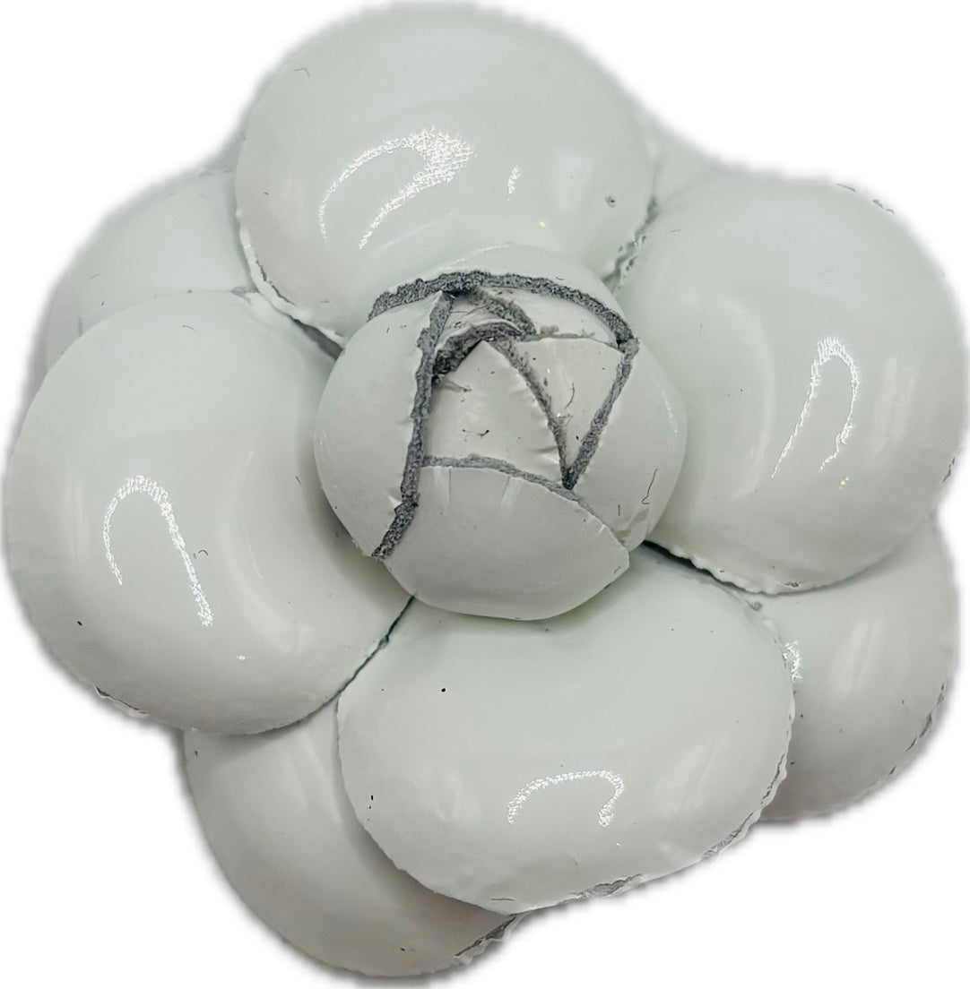 Susie White Patent Leather Camellia Clip, 2"