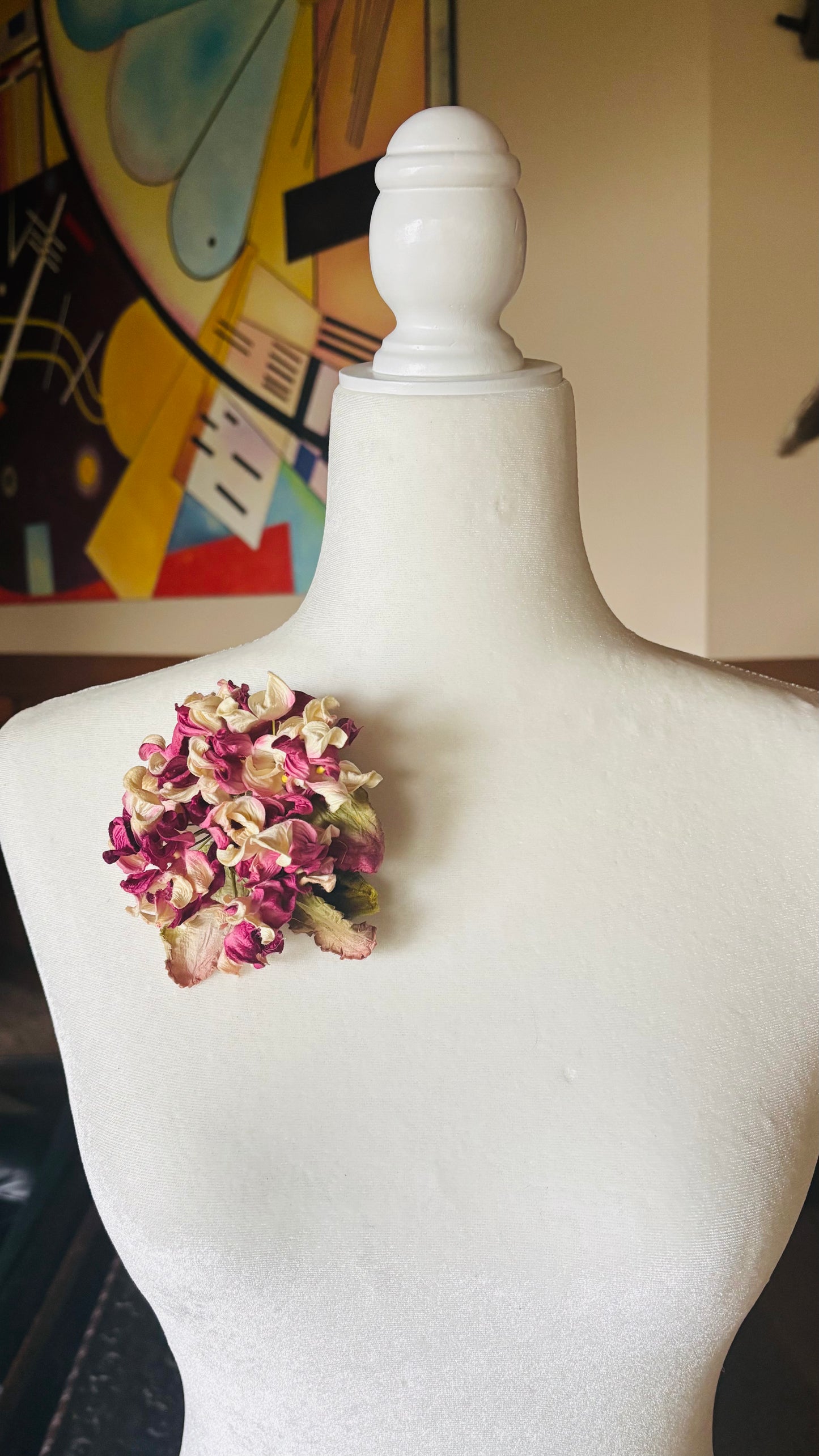 Esme Fuchsia Vintage Hydrangea Pin & Clip, 4"
