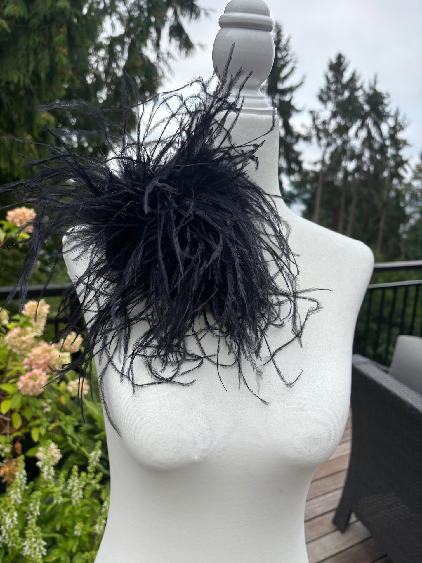 "Dietrich" Grand Ostrich Pin & Clip in Black. Made in the USA. Genuine Ostrich. Available in many colors. Available in Grand or Petite