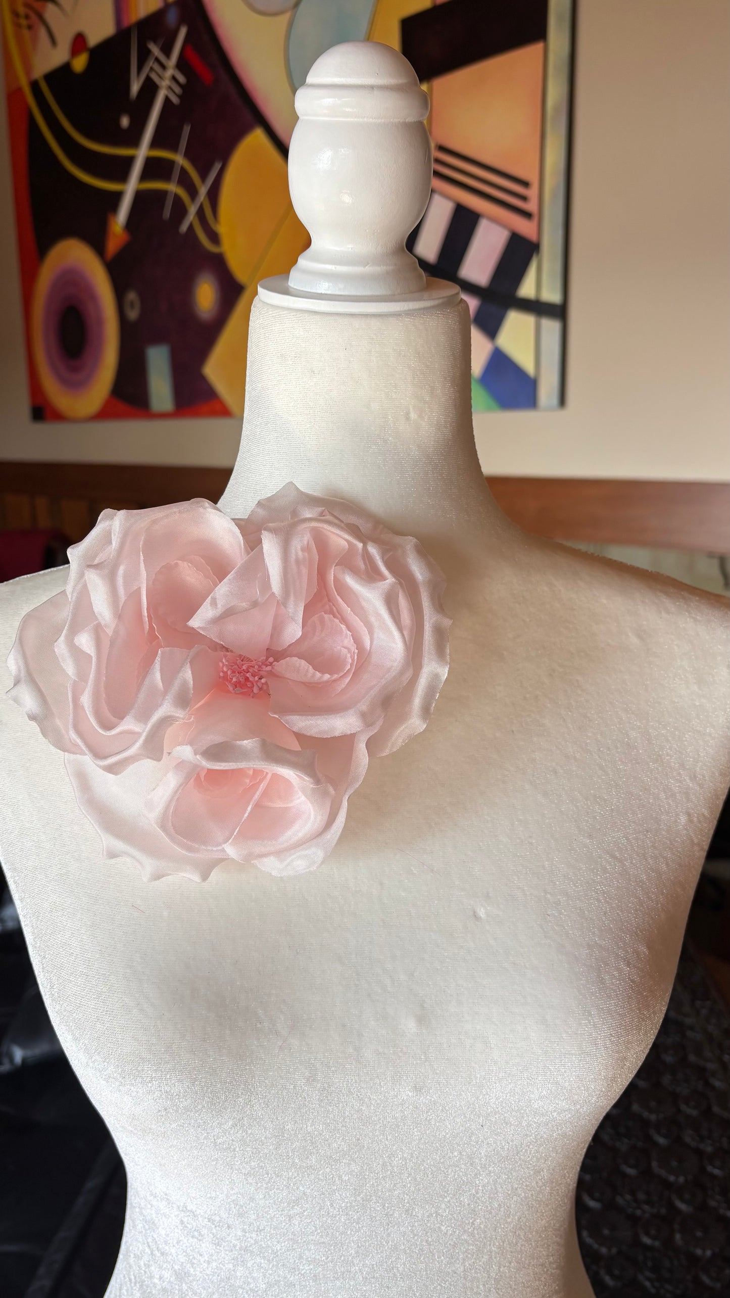Blake Light Pink Silk Blend Cabbage Rose Pin & Clip, 6"