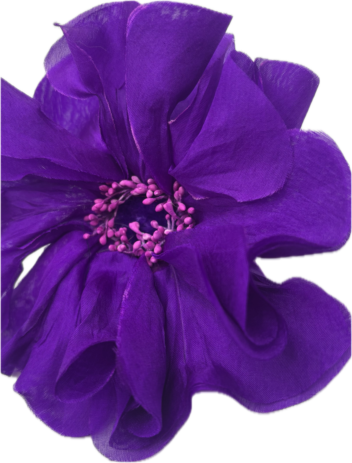 Karin's Garden Dani 4.5" Purple Silk Poppy Pin and Clip. Clip into Hair or wear on your lapel or dress. Bendable Petals. A top Seller!