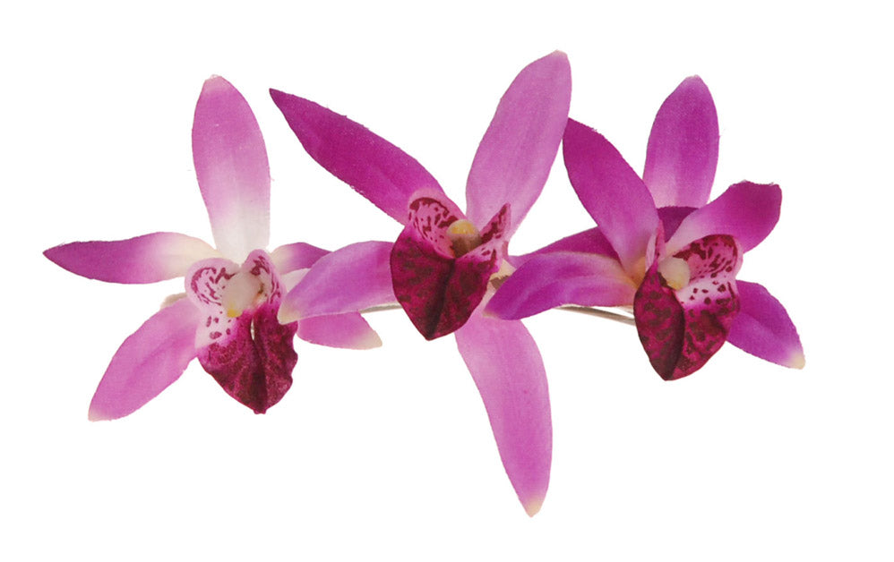 Paloma Fuchsia Satin Mini Orchids Skinny French Barrette, 5" – Handmade