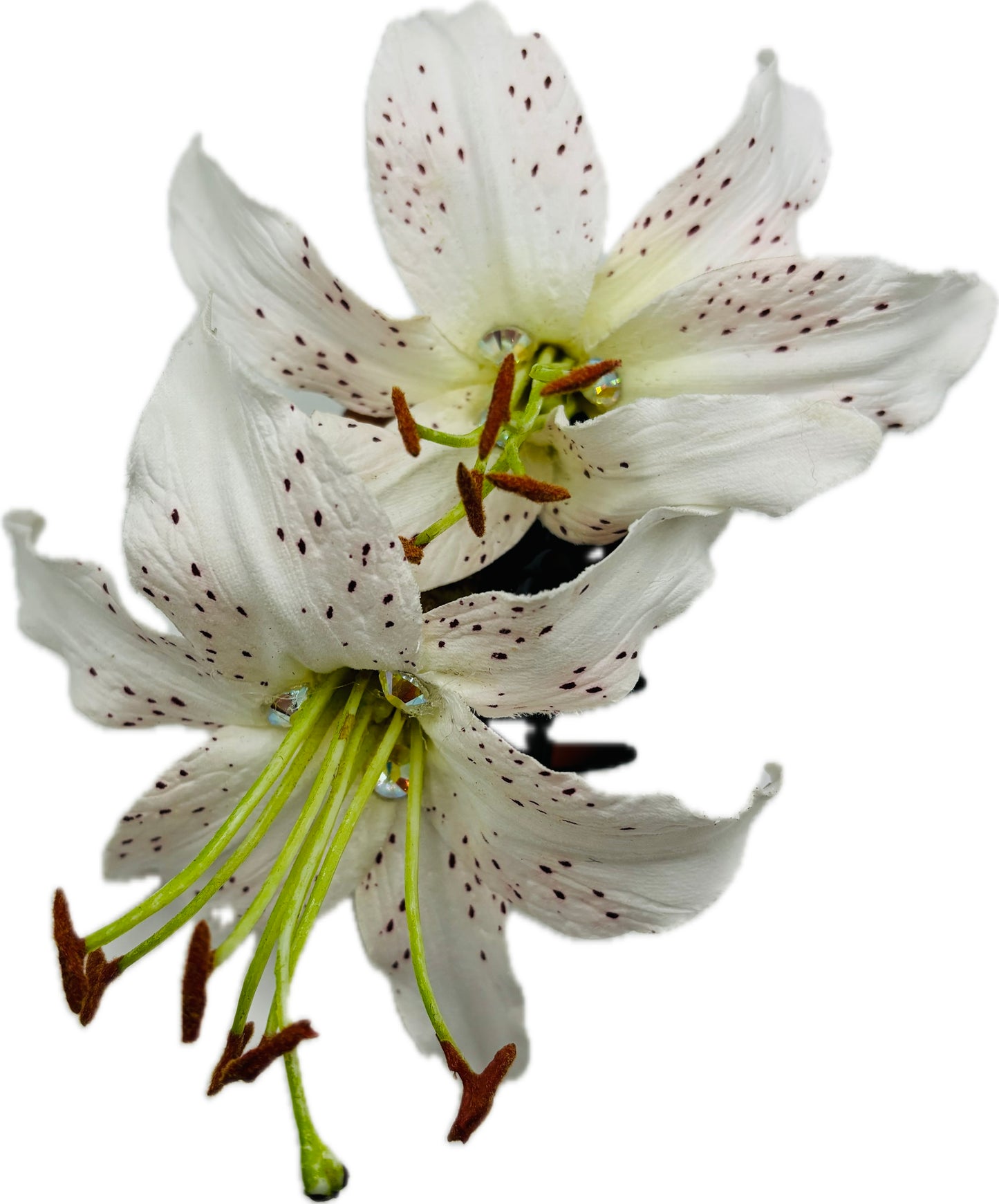 Ophelia White Tiger Lily Claw Clip with Crystals, 4"