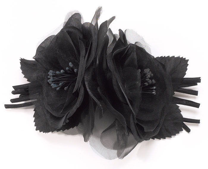 Karin's Garden Silk Sheer Rosettes Clip. French Auto Clip. Made in the USA