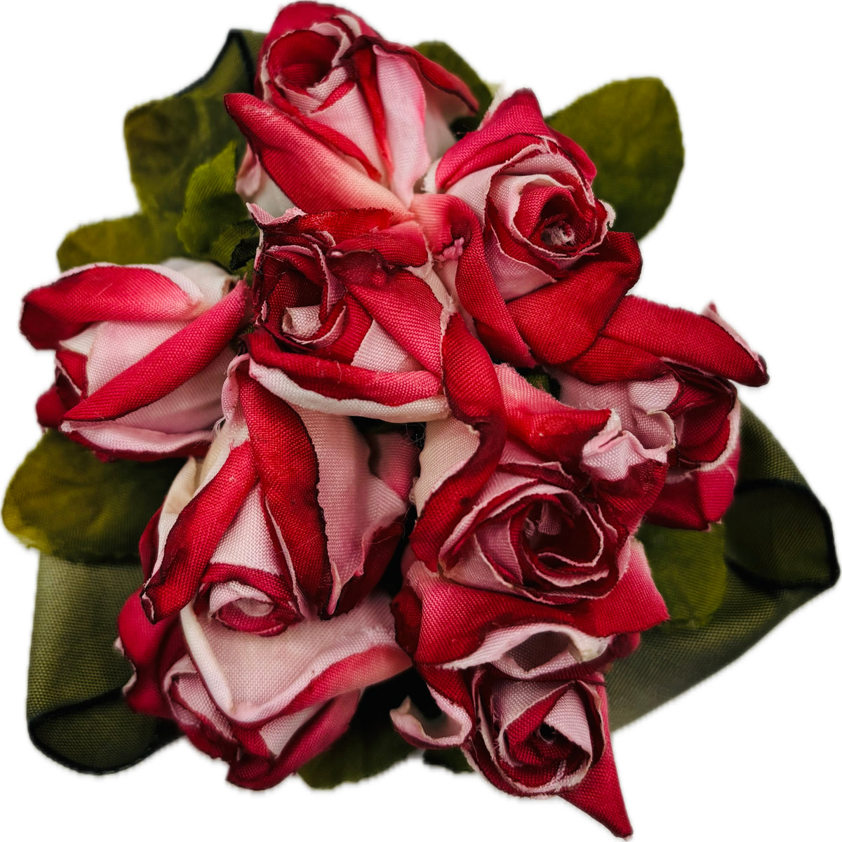 Mary Ellen Pink & White Rosebuds Brooch & Clip, 4"