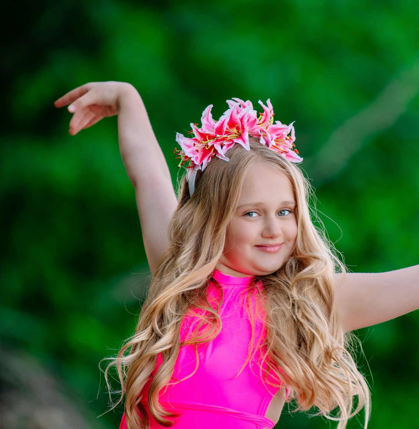 Karin’s Garden “Martha” Couture Tiger Lily Headband | Garden Party Floral Statement Headpiece | Handmade in USA