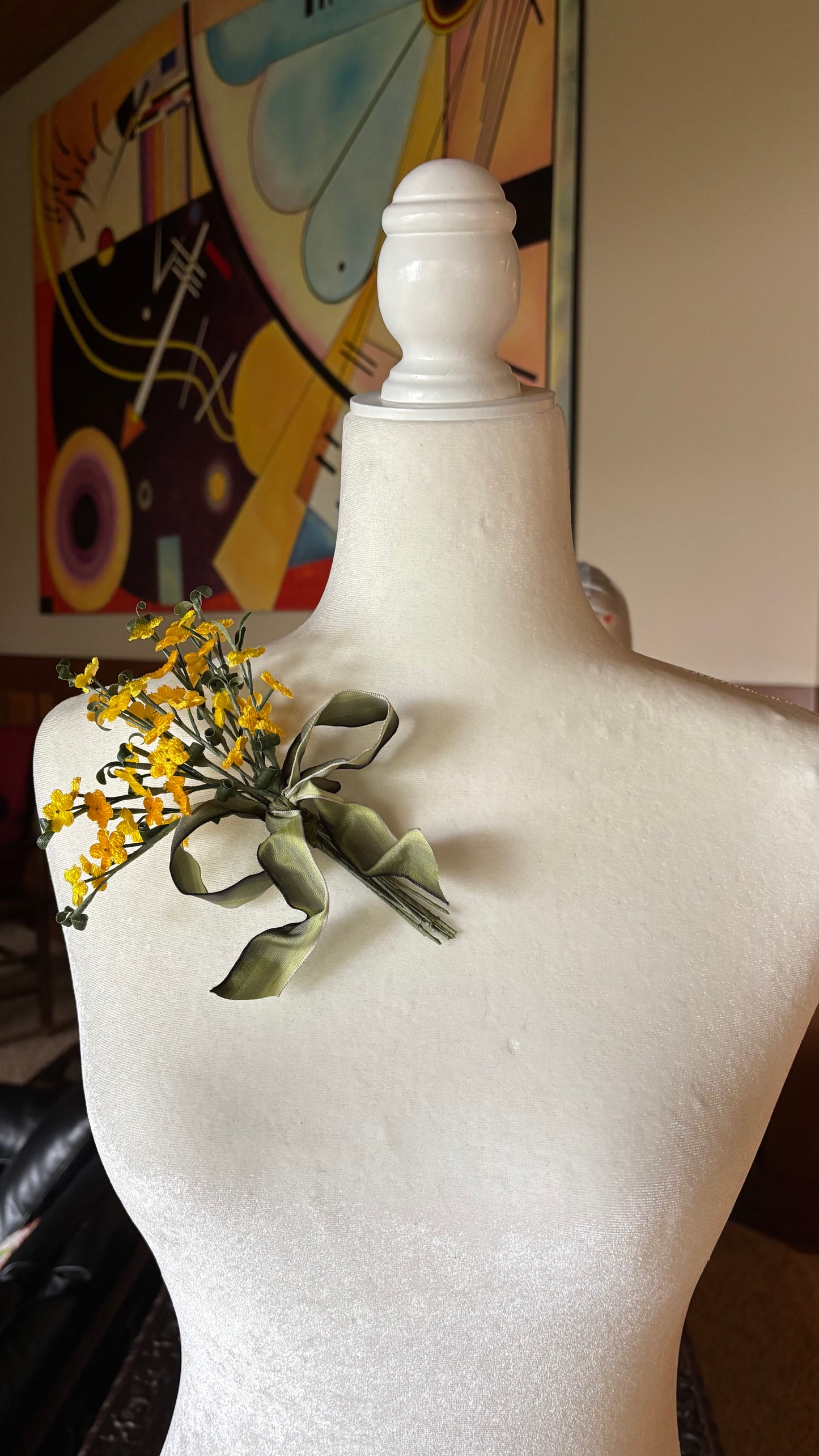 Karin’s Garden “May Day” Vintage Yellow Forget-Me-Nots from Germany. Tussie Mussie Pin