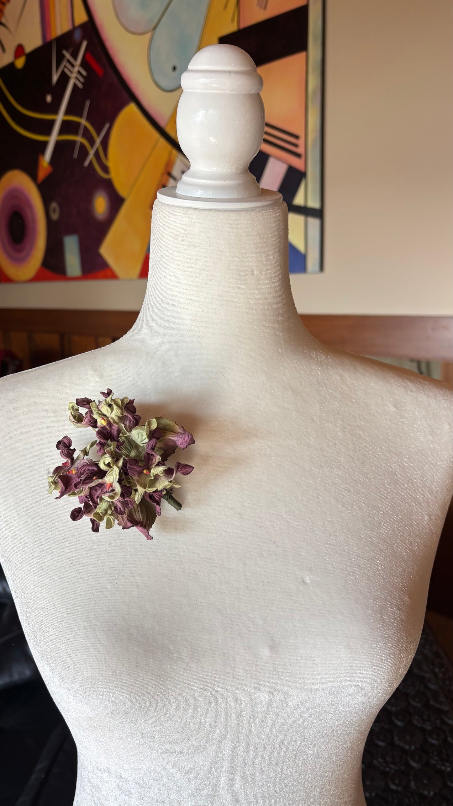 Ivy Purple Hydrangea Brooch, 4" – Single