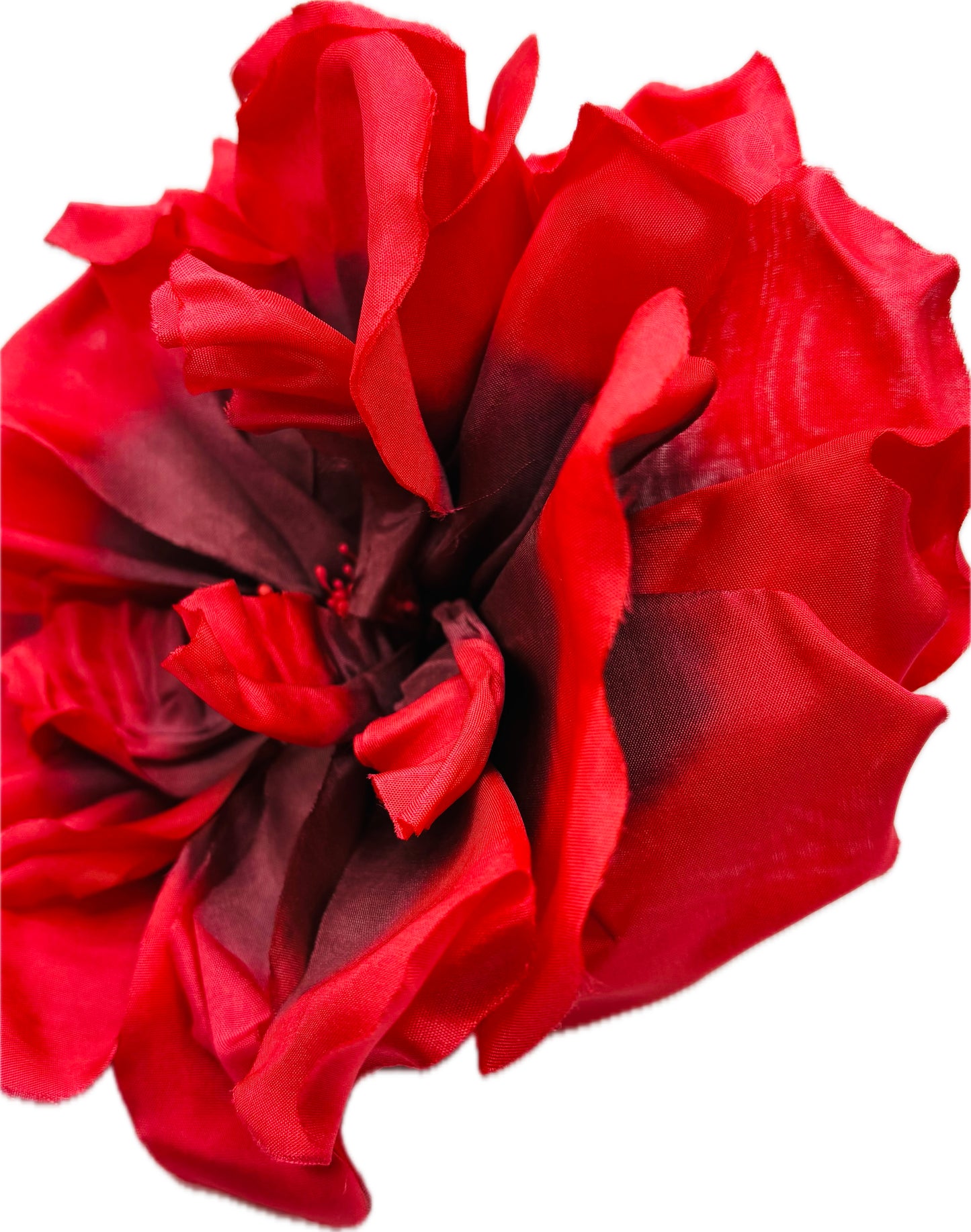Valentina Red Silk Blend Cabbage Rose Pin & Clip, 8"