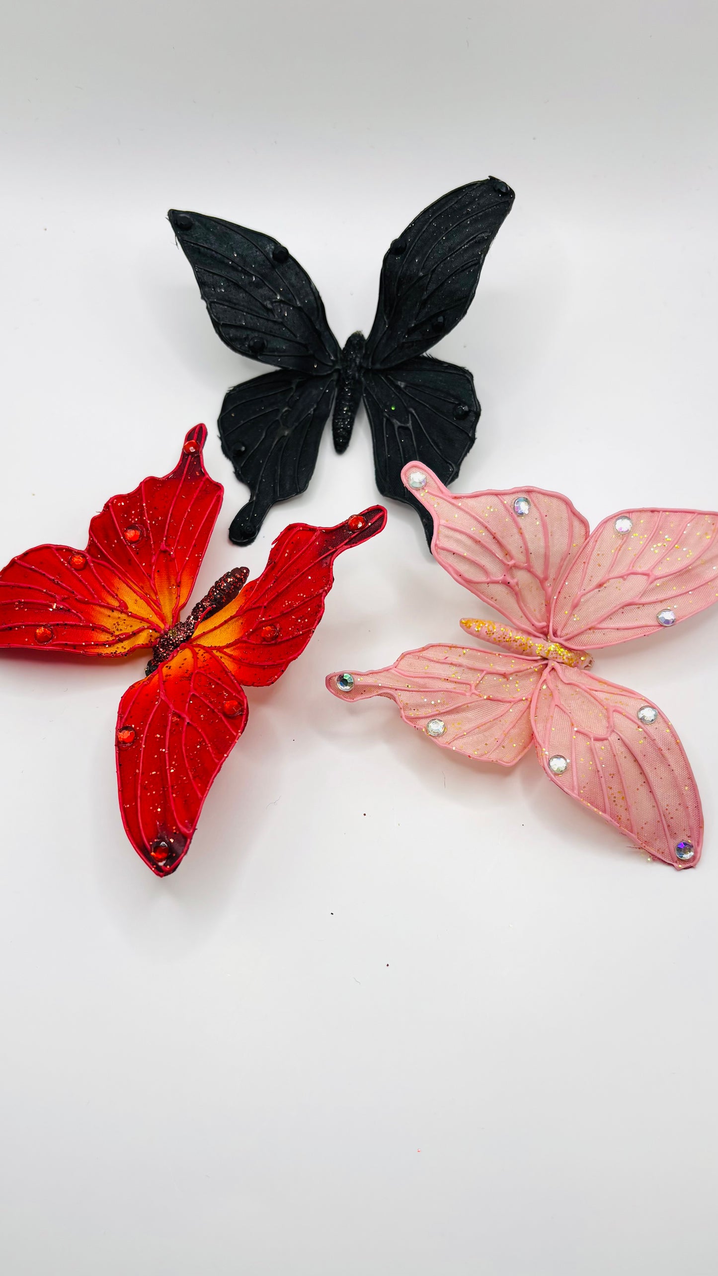 "Vanessa" Karin's Garden 3" Black Butterfly clip. Bendable petals. Wear in your hair or clip on lapel, tank top or dress. Hair Accessory
