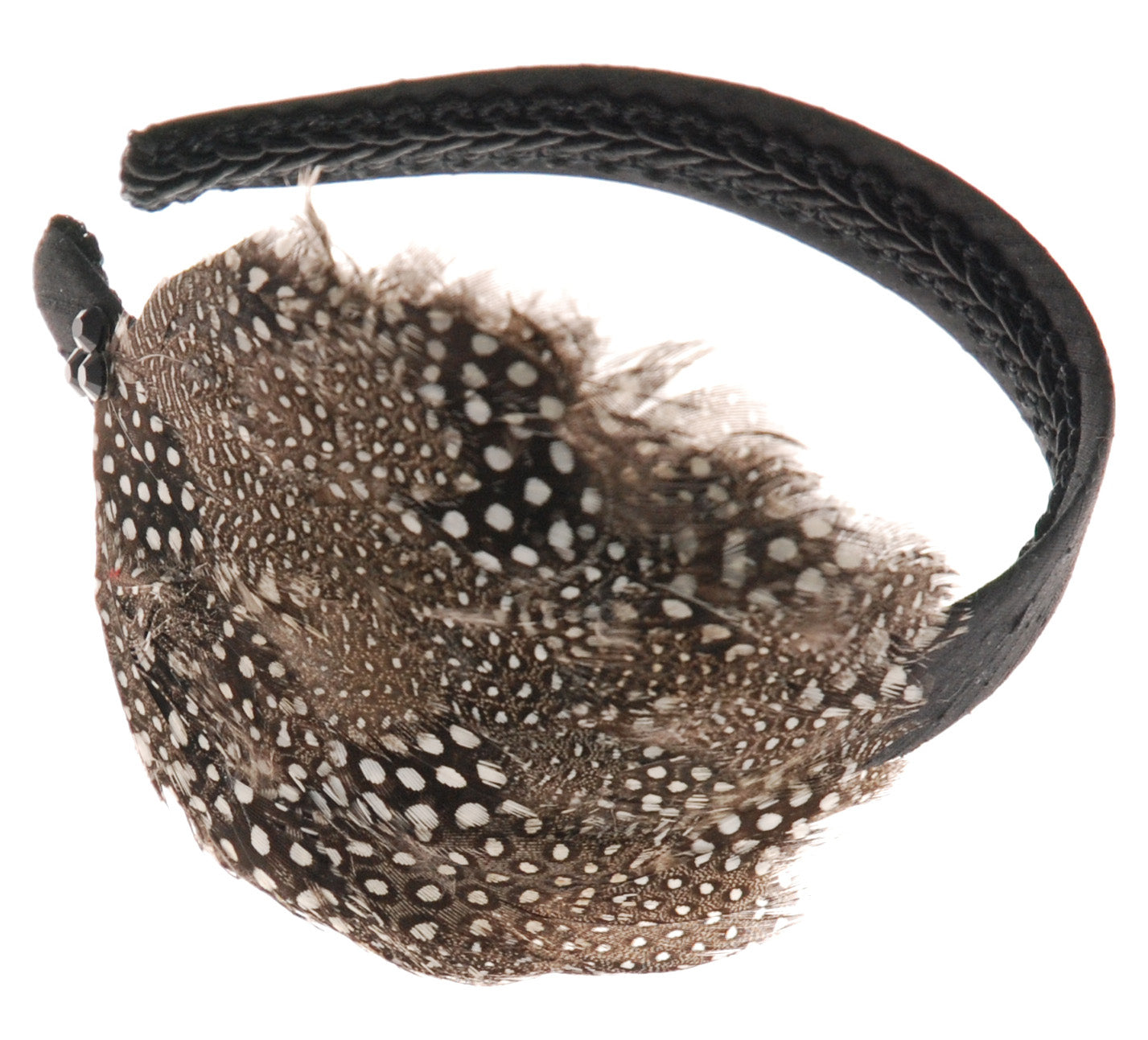 Karin's Garden 1" "Flapper" Feather Headband Black Silk Made in the USA