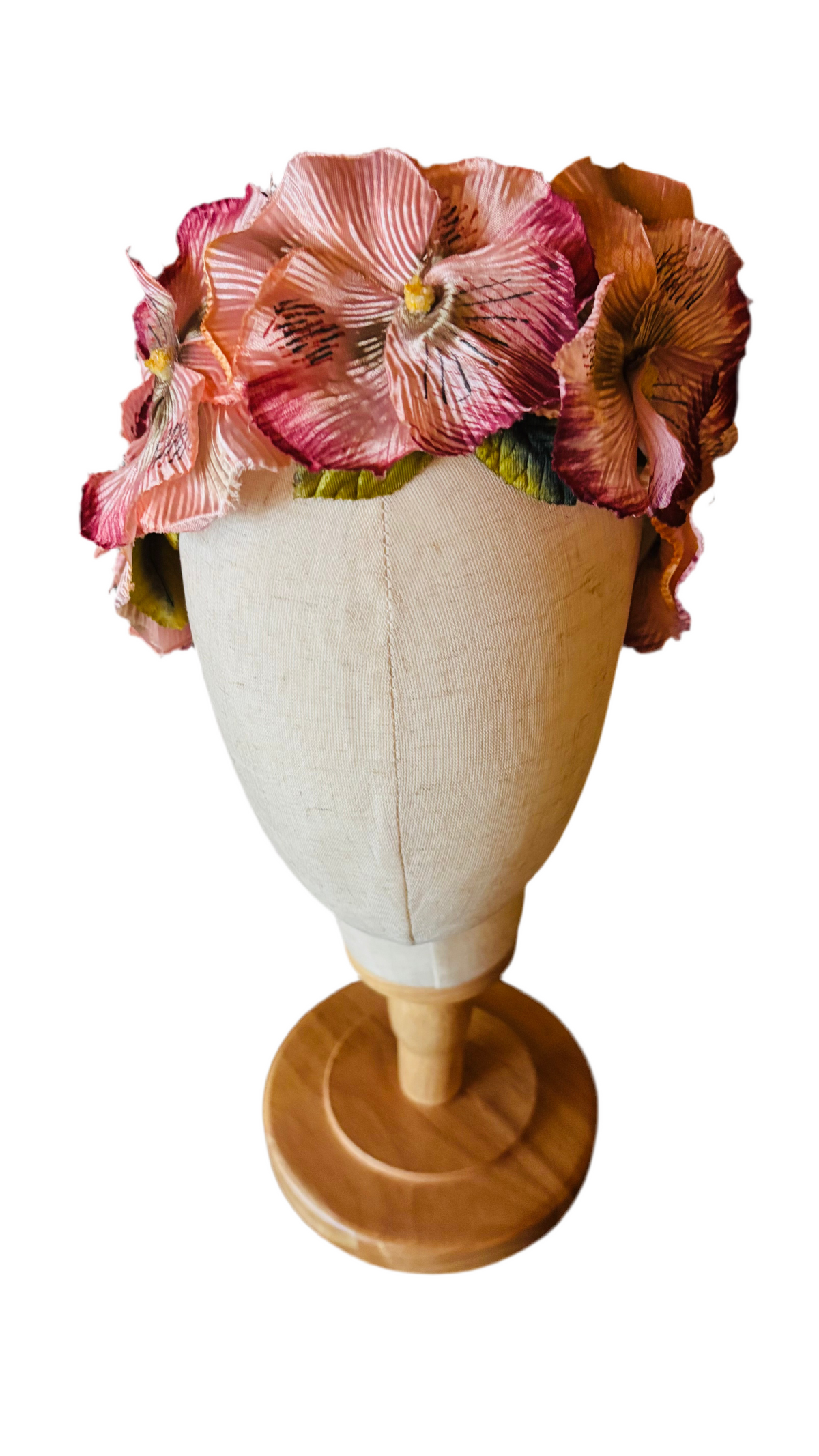 Dakota Vintage Pansy & Velvet Leaves Headband, 1" – Handmade