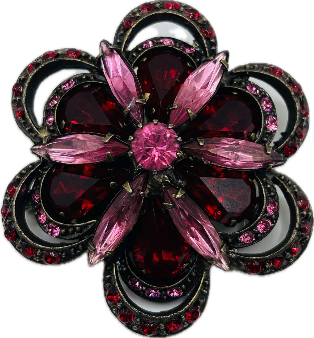 Mae Pink Jeweled Brooch, 1.75"