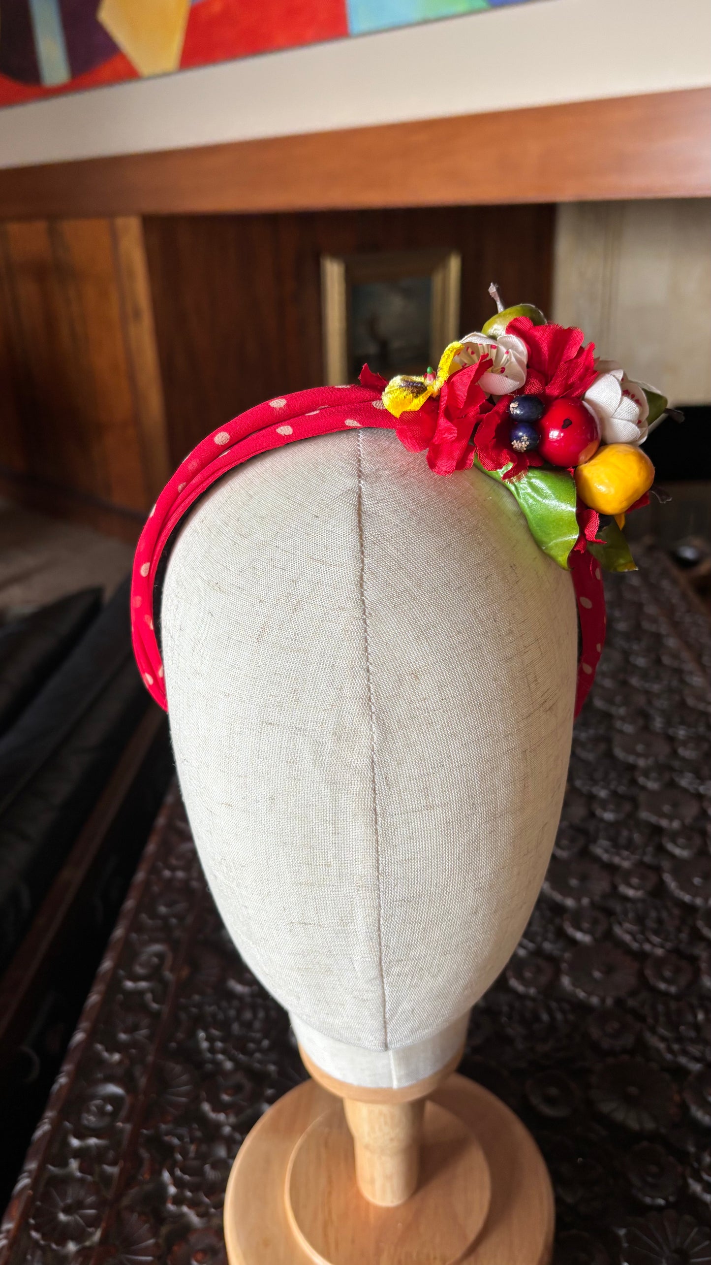 Tooti-Fruity One-of-a-Kind Red Polka Dot Silk Headband, 1"