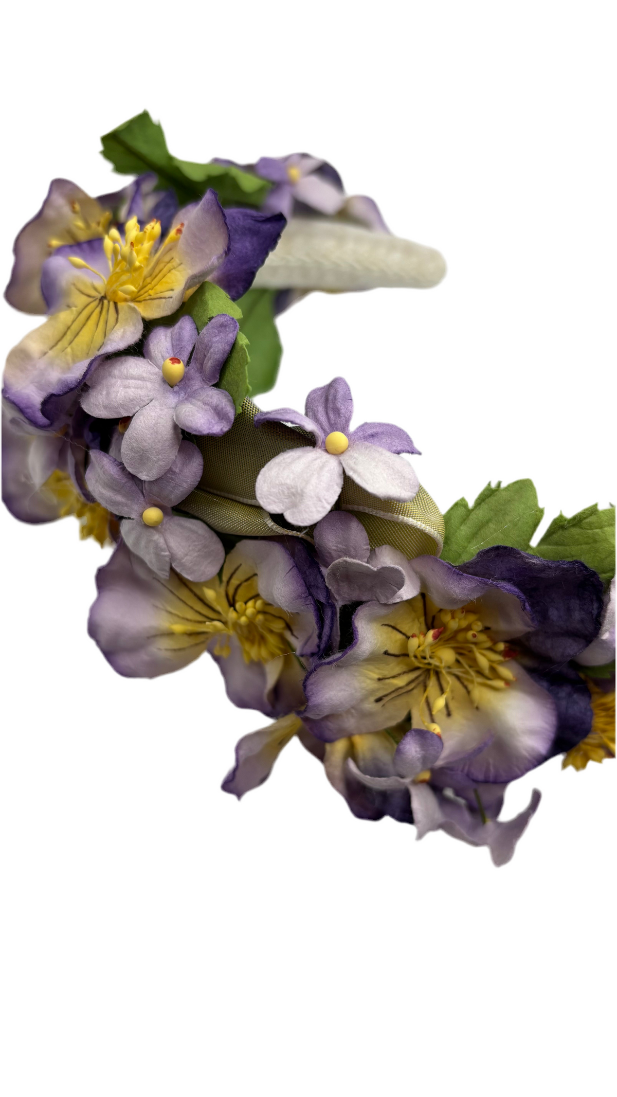 Purple Pansy & Violet Headband, 1" Comfort Fit – Handmade