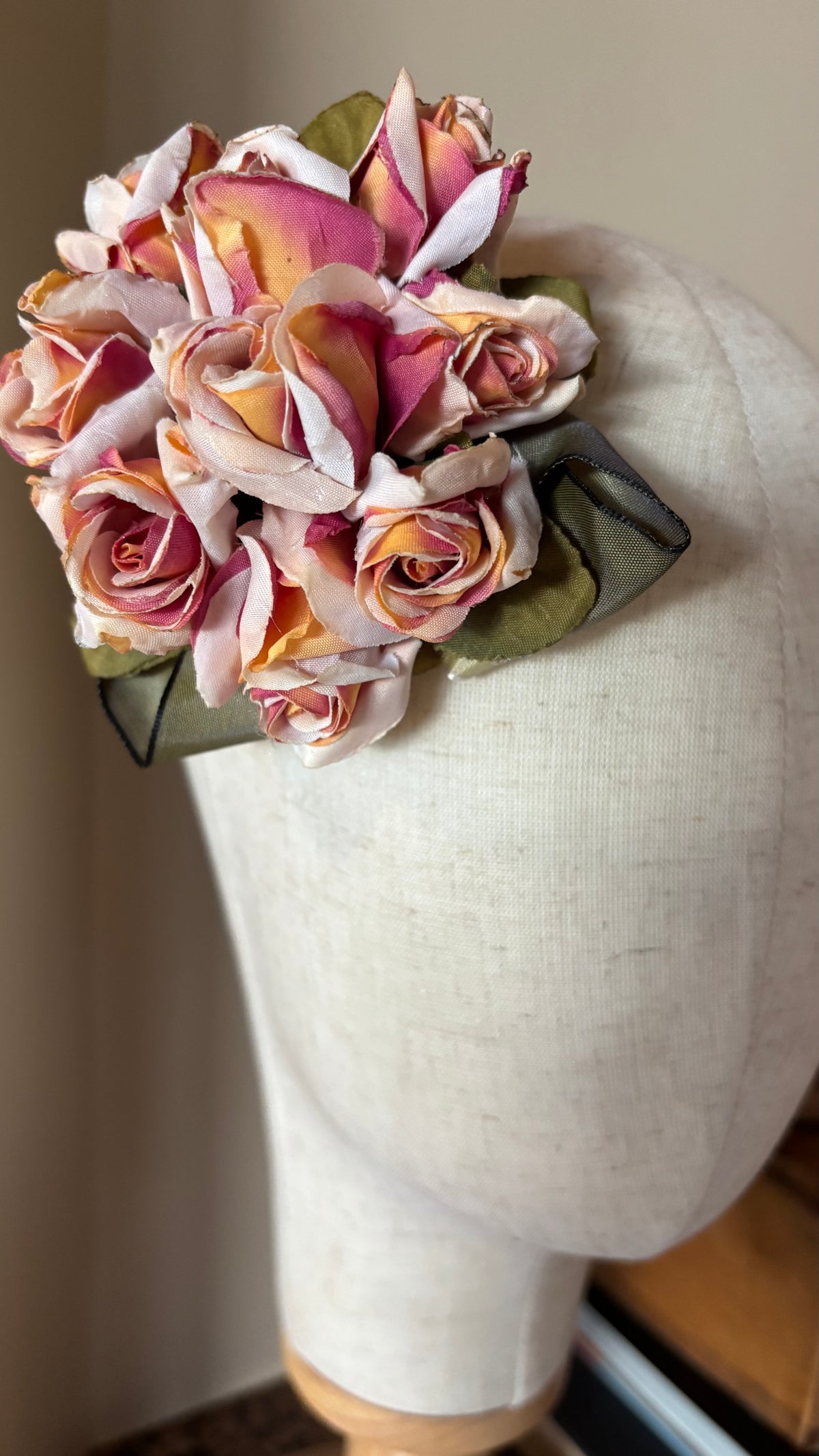 Mary Ellen Apricot Vintage Rosebuds Brooch & Clip, 4"