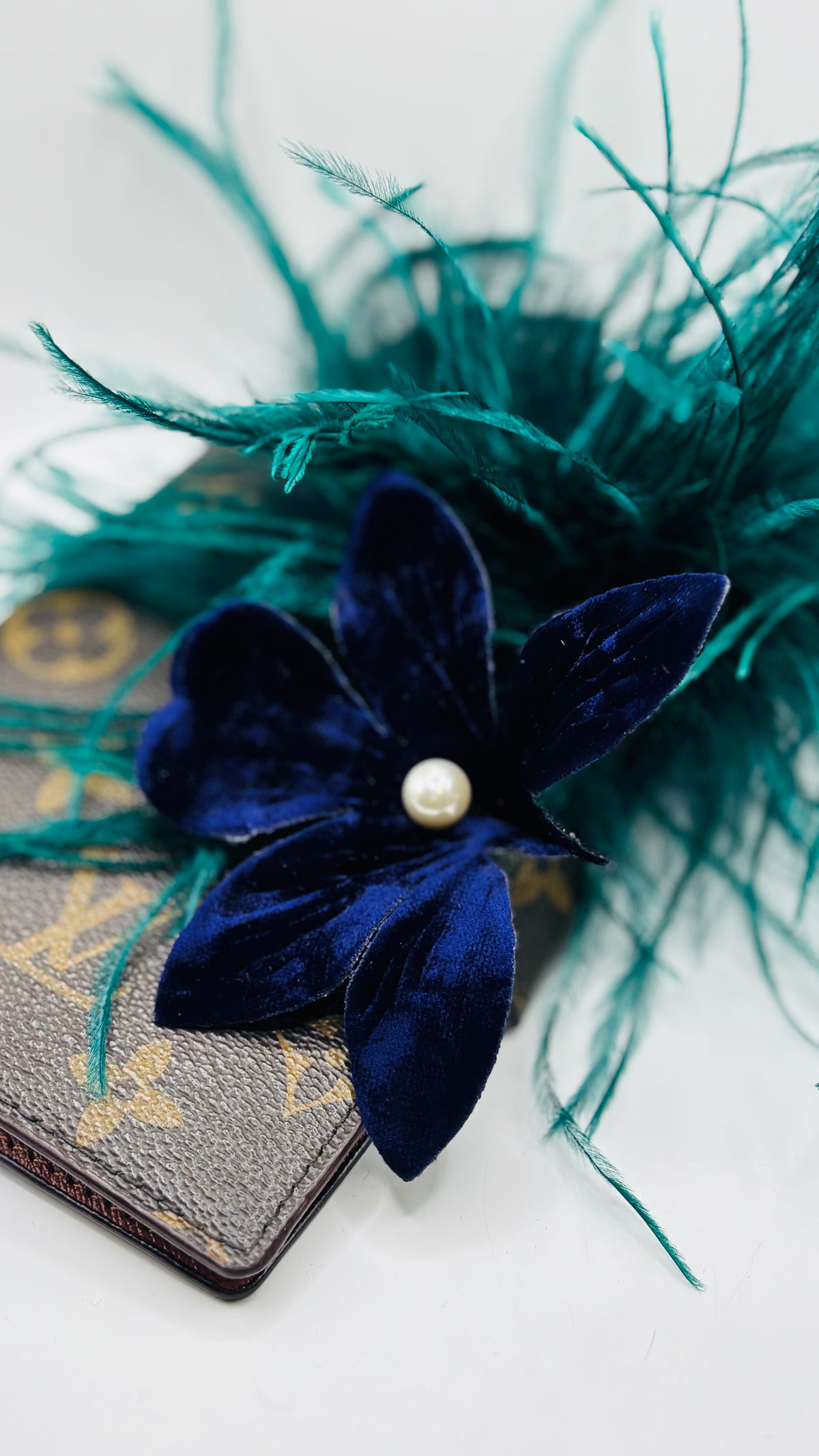 Purple Crushed Velvet Orchid Clip with Pearl Center