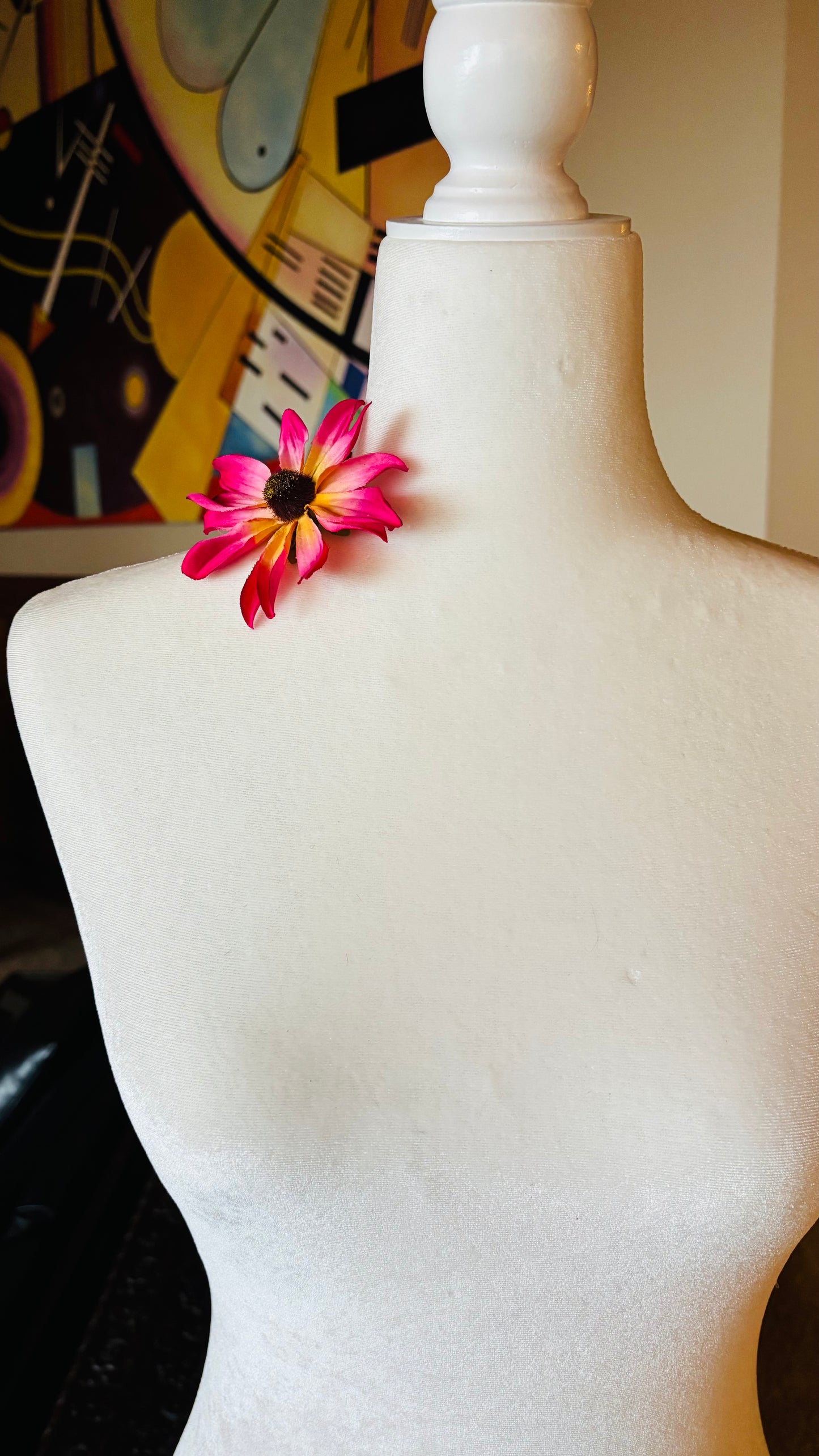 Maryland White Black-Eyed Susan Pin Brooch & Clip, 3.5"