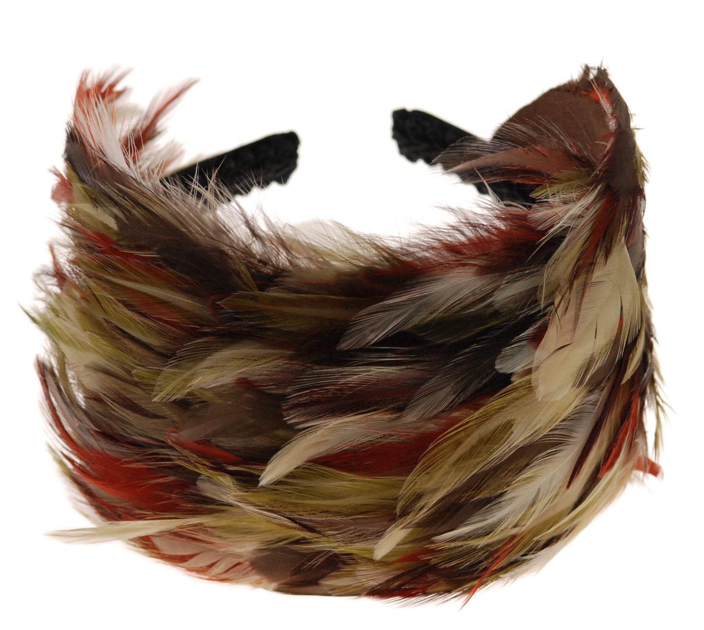Garbo Feather Couture Headband in Bronze Ivory Neutrals