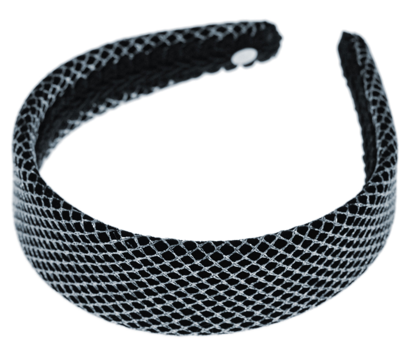 Karin's Garden 1.5" Silver Mesh over Black Velvet Headband. Made in the USA