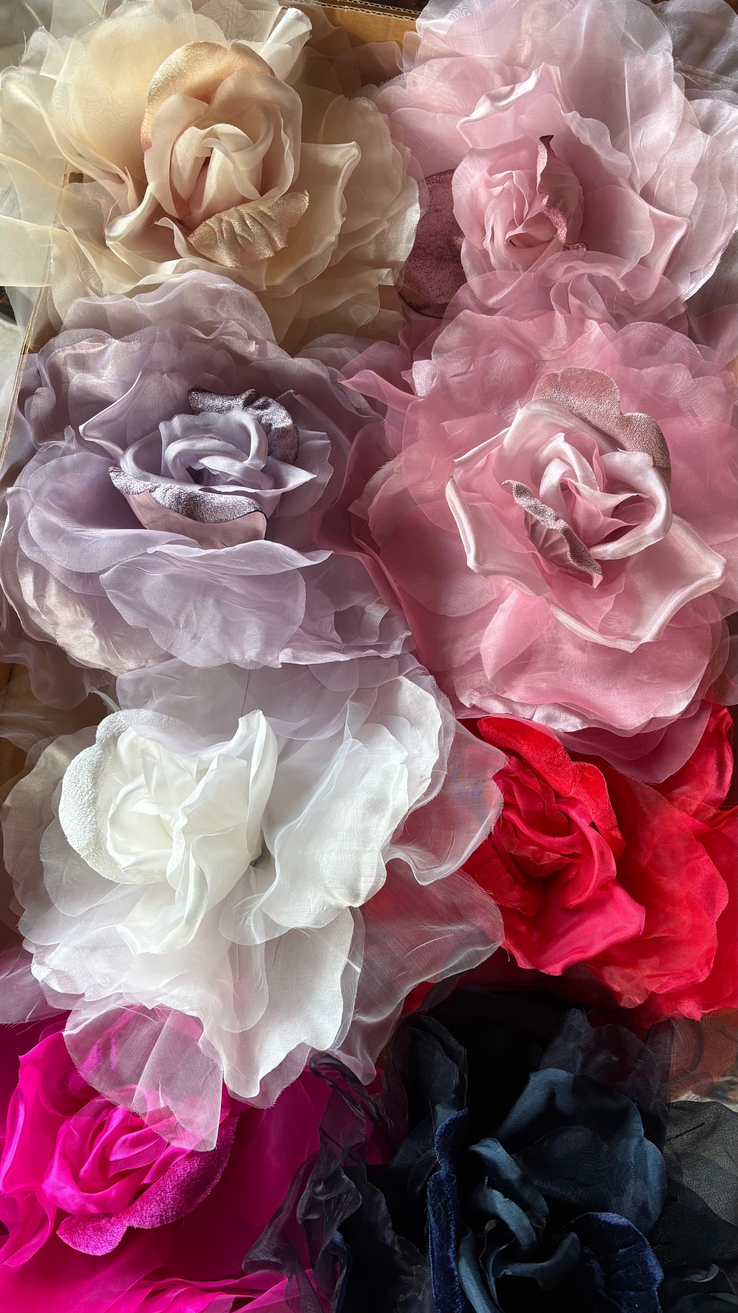 Karin's Garden 10" "Ariana" Romantic Ivory Pink Silk & Velvet Organza Rose Pin & Clip. A Statement Flower