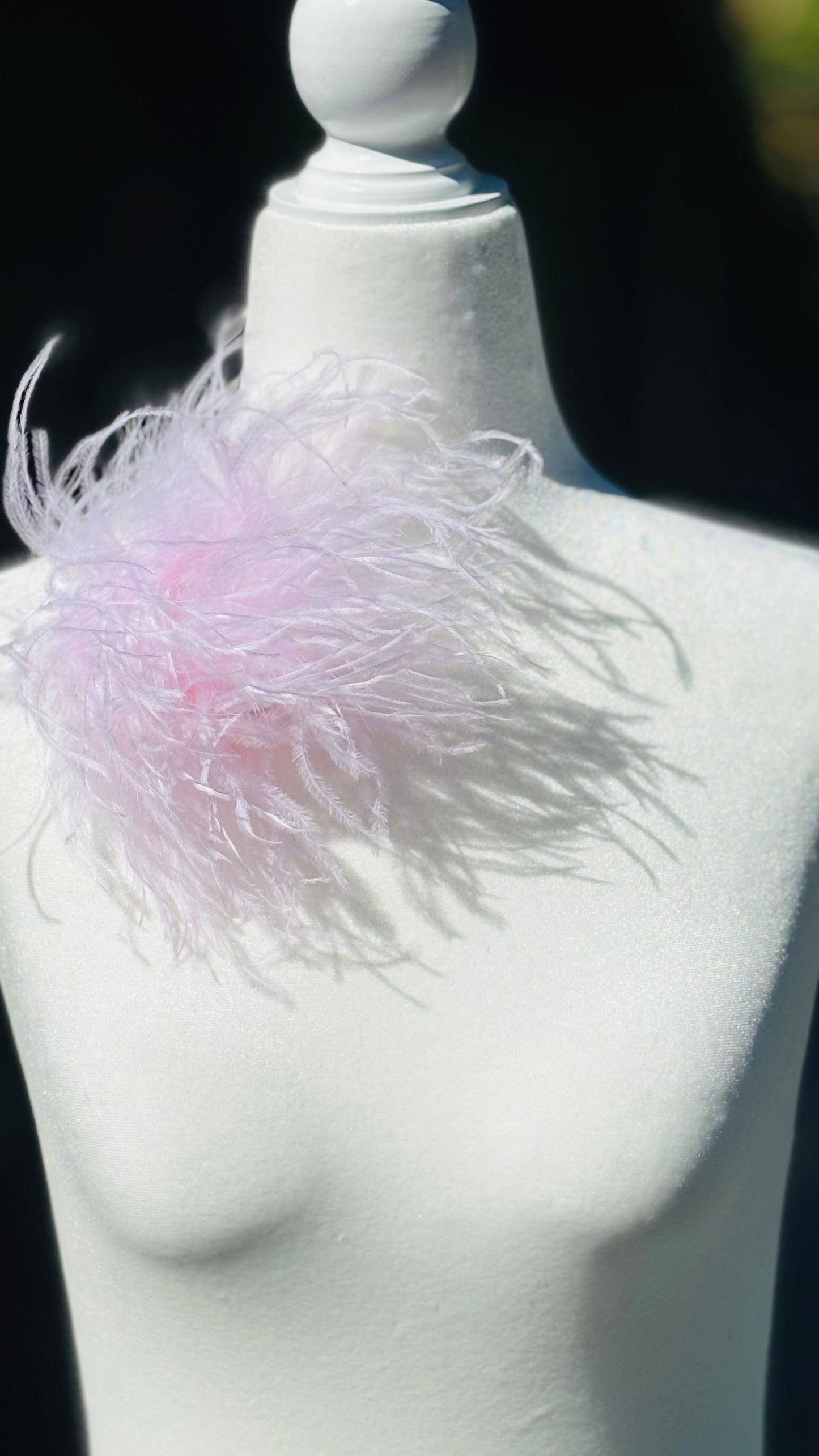 "Dietrich" Petite Ostrich Pin & Clip in Baby Pink. Made in the USA. Genuine Ostrich. Available in many colors. Available in Petite or Grand