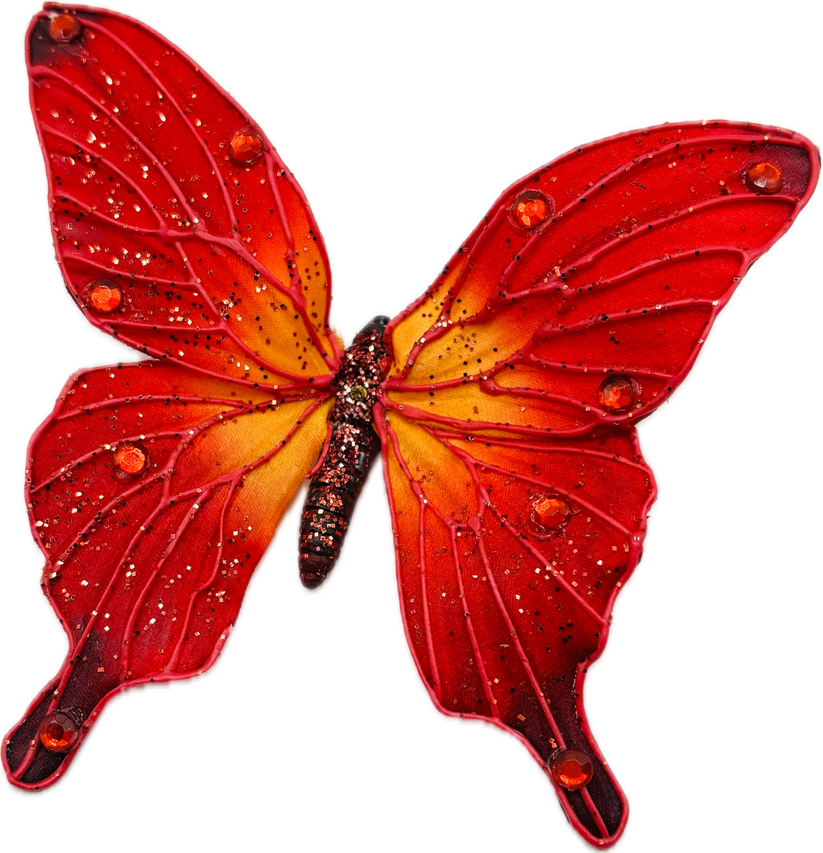 Vaness Red Butterfly Clip, 3"