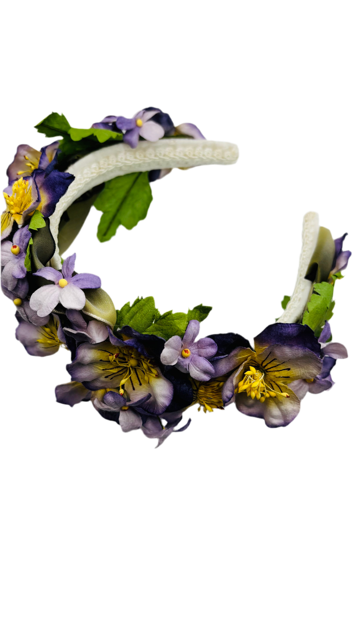 Purple Pansy & Violet Headband, 1" Comfort Fit – Handmade