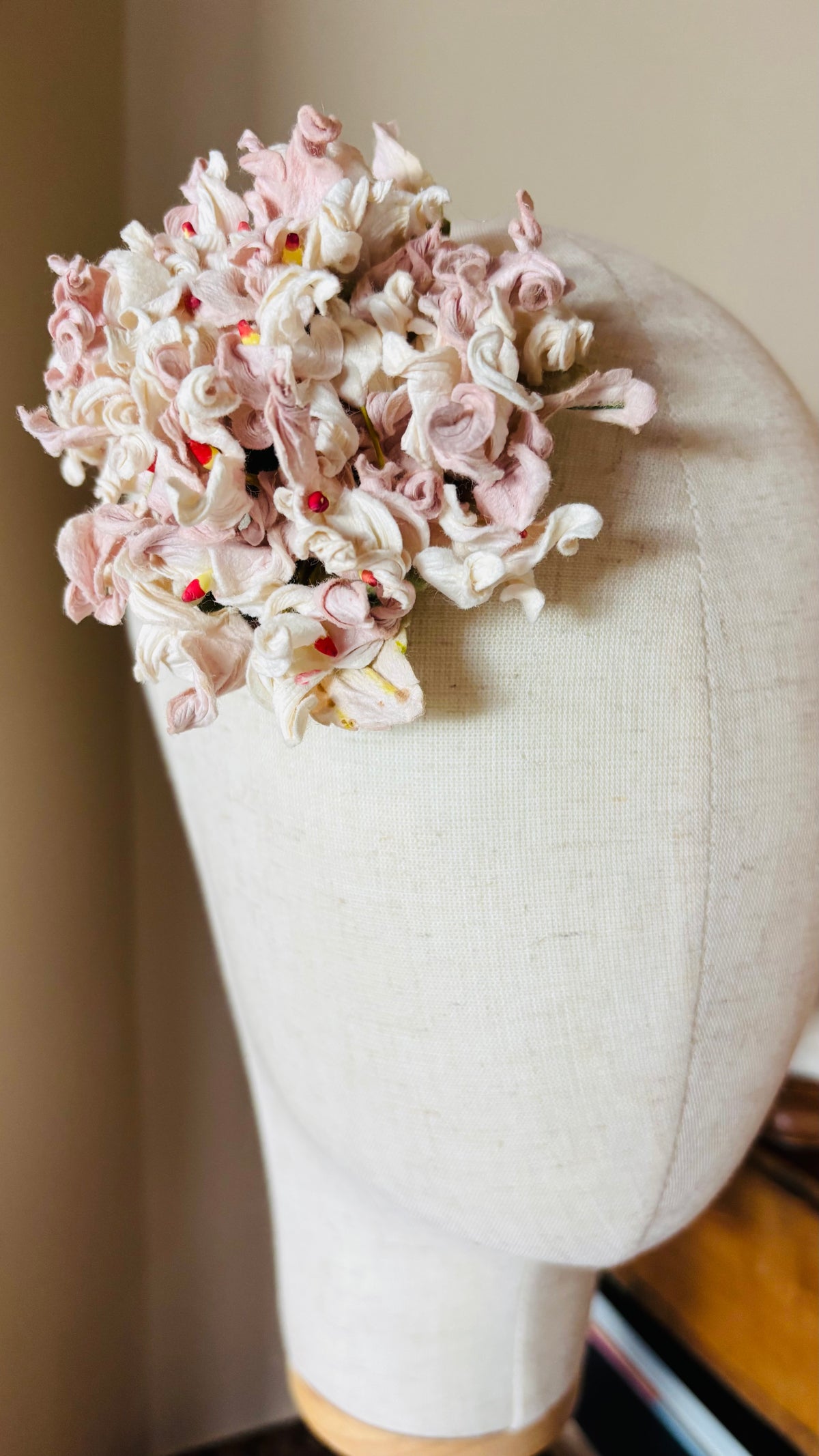 Esme Pink Vintage Hydrangea Brooch & Clip, 4"