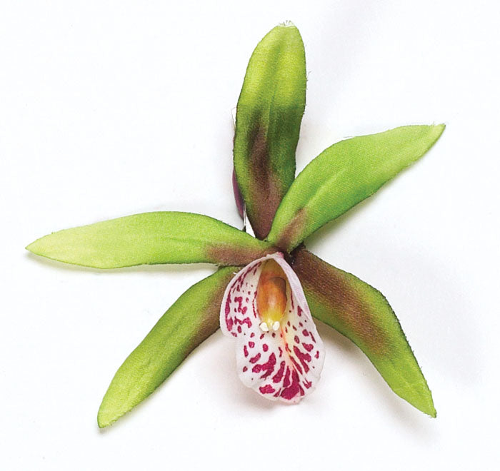 Paloma Green Satin Mini Orchid Clip, 2"