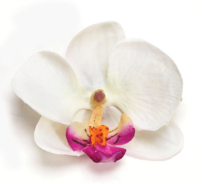 White Orchid Clip, 2"
