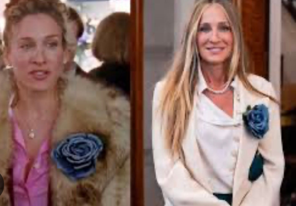 Karin's Garden 4.5" "SJP" Silk Rose Pin Brooch & Clip As Seen On: Sex And The City Carrie Bradshaw