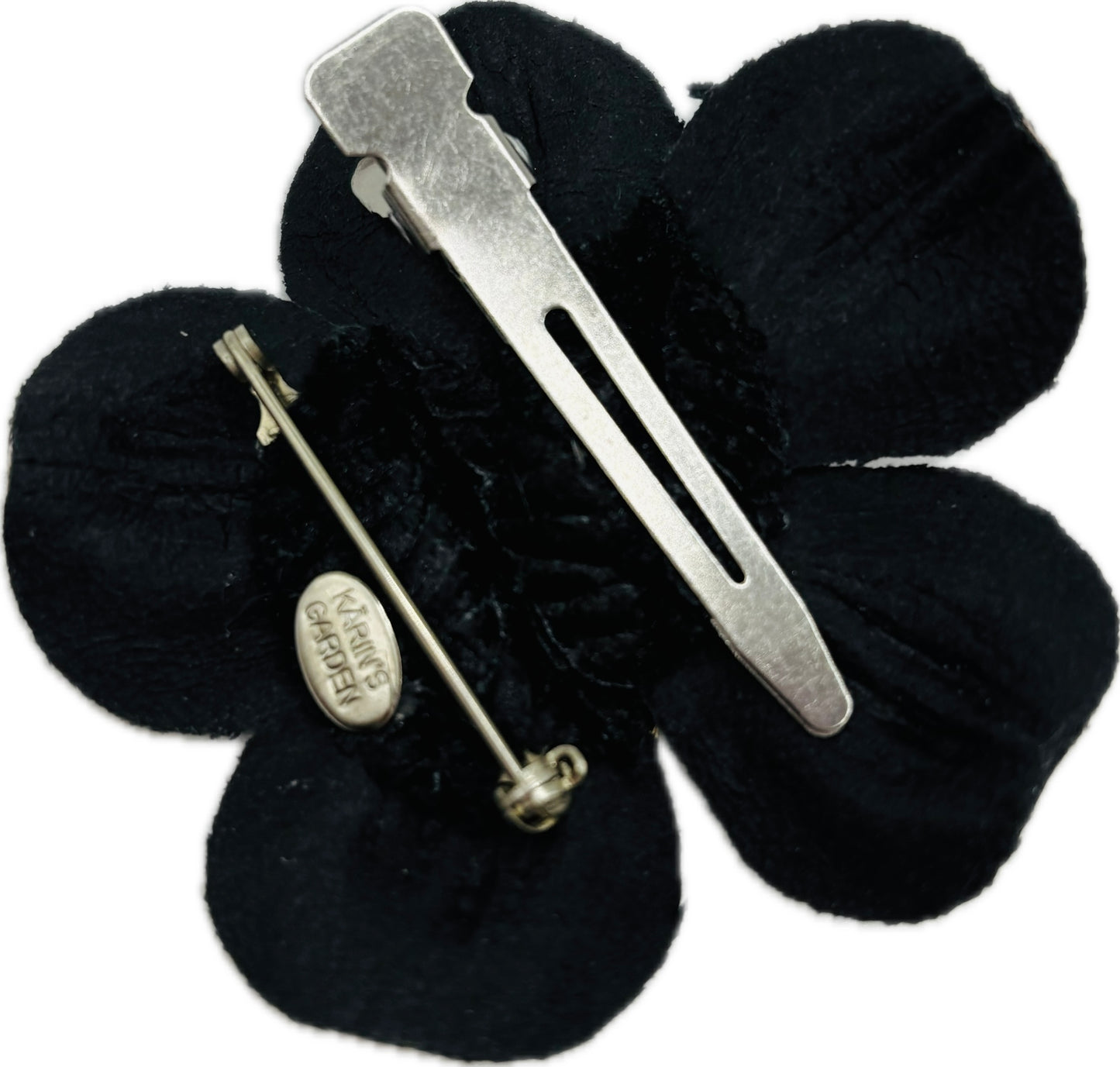 Baby Big Sky Rodeo Glam Black Leather Crystal Star Pin & Clip, 2 1/4"