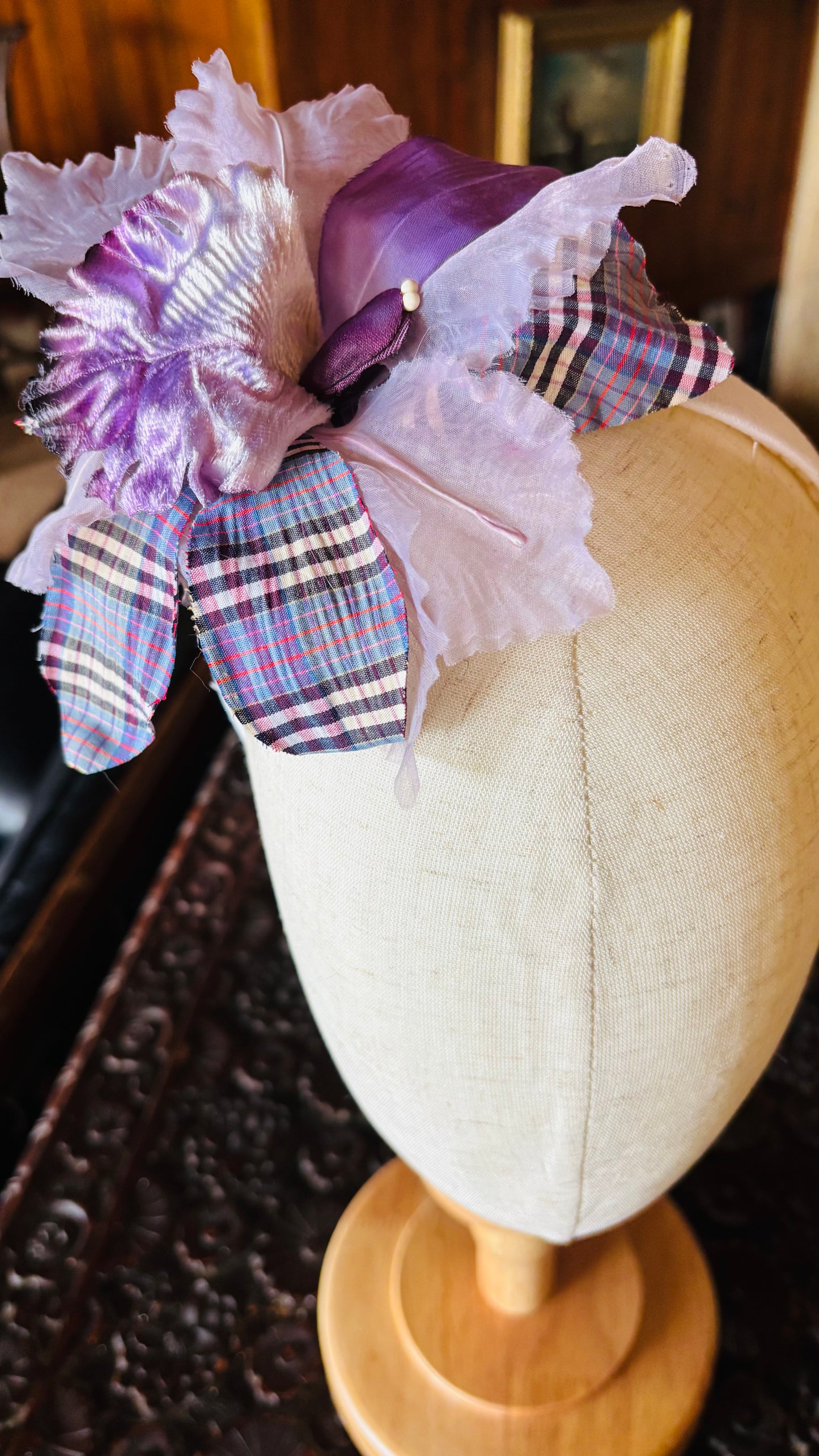 Karin's Garden "Preppy Plaid Orchid" Orchid 1" Comfort Fit Headband. Handmade in the USA.
