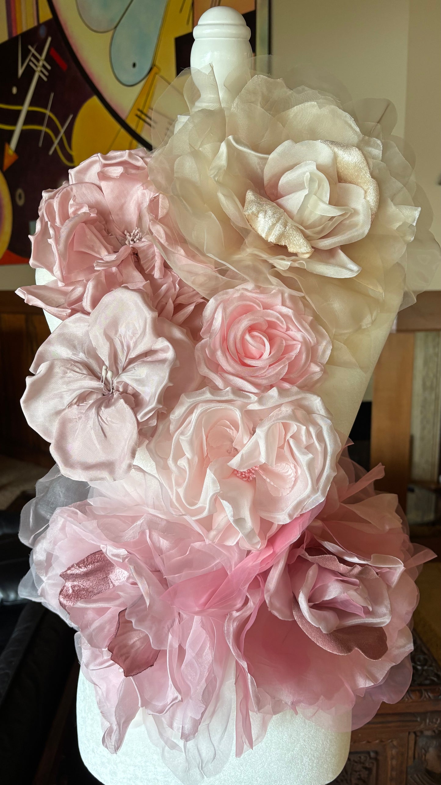 Valentina Pink Silk Blend Cabbage Rose Pin & Clip, 8"