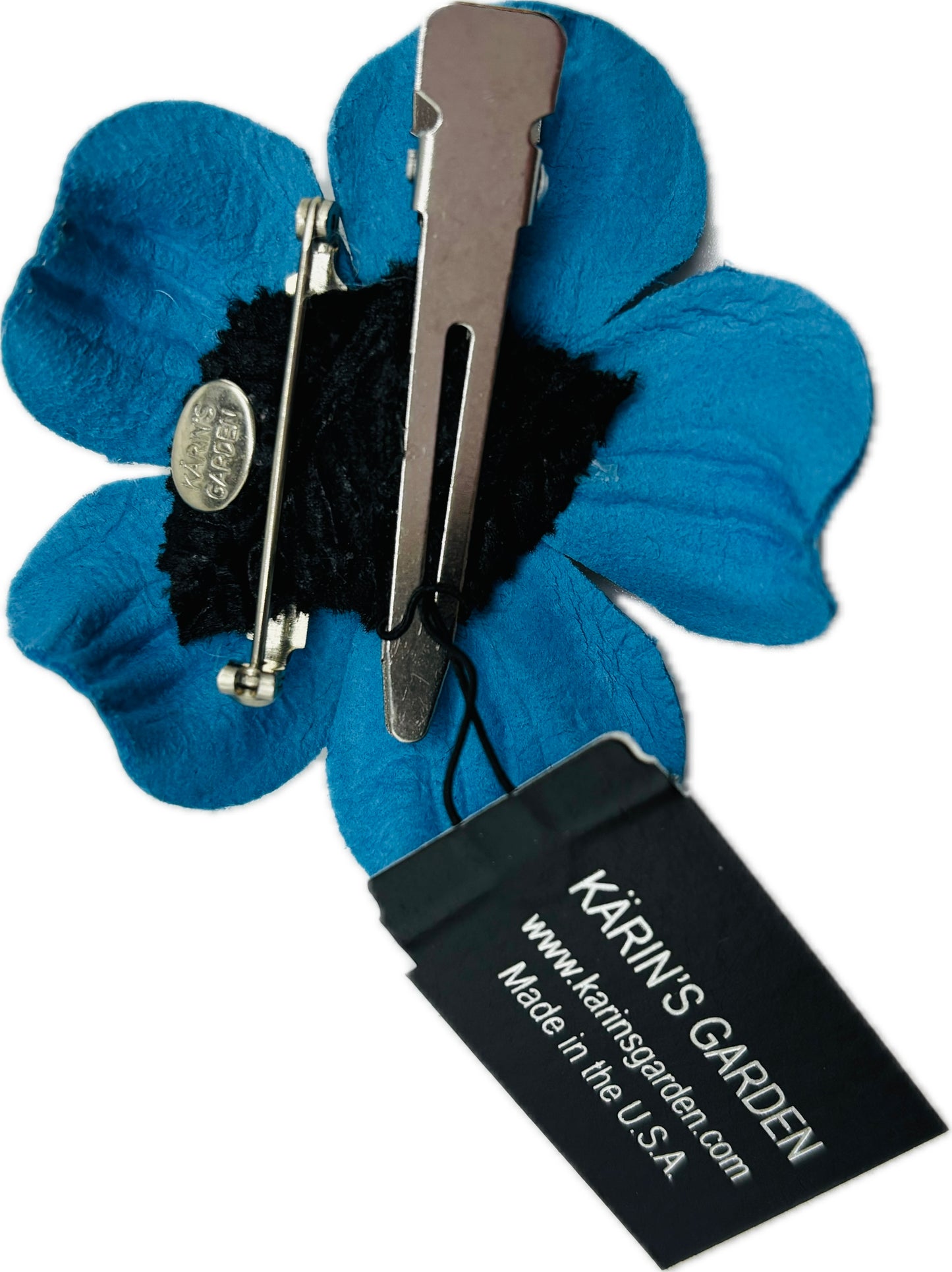 Baby Big Sky Rodeo Glam Blue Leather Crystal Star Pin & Clip, 2 1/4"