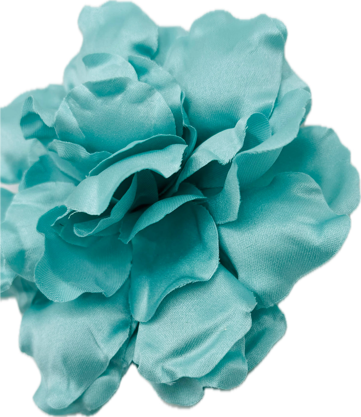Harper Aqua Silk Satin Gardenia Brooch & Clip, 4" – Handmade
