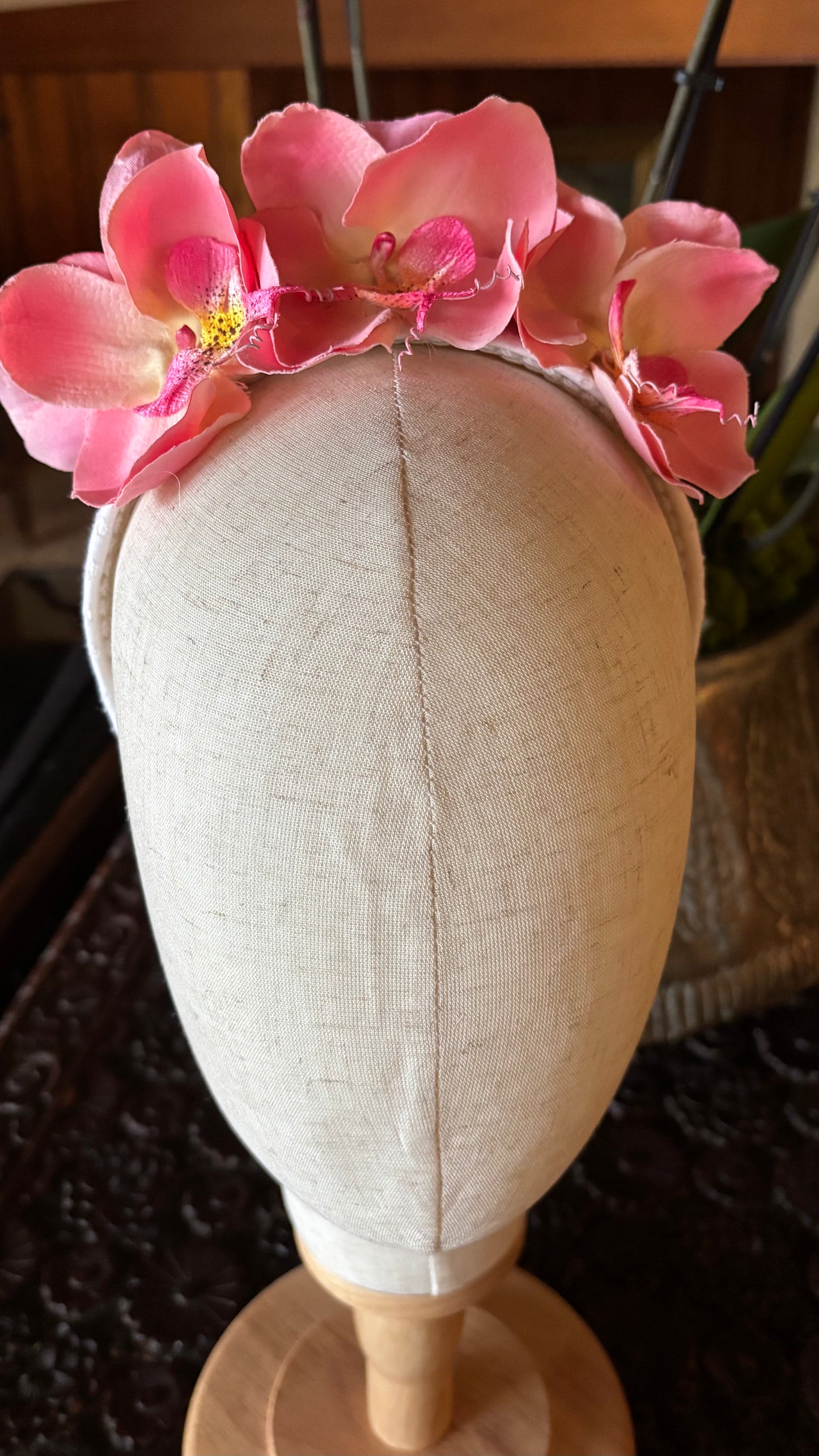 Stella Pink Orchids Headband, 1" Comfort Fit – Handmade