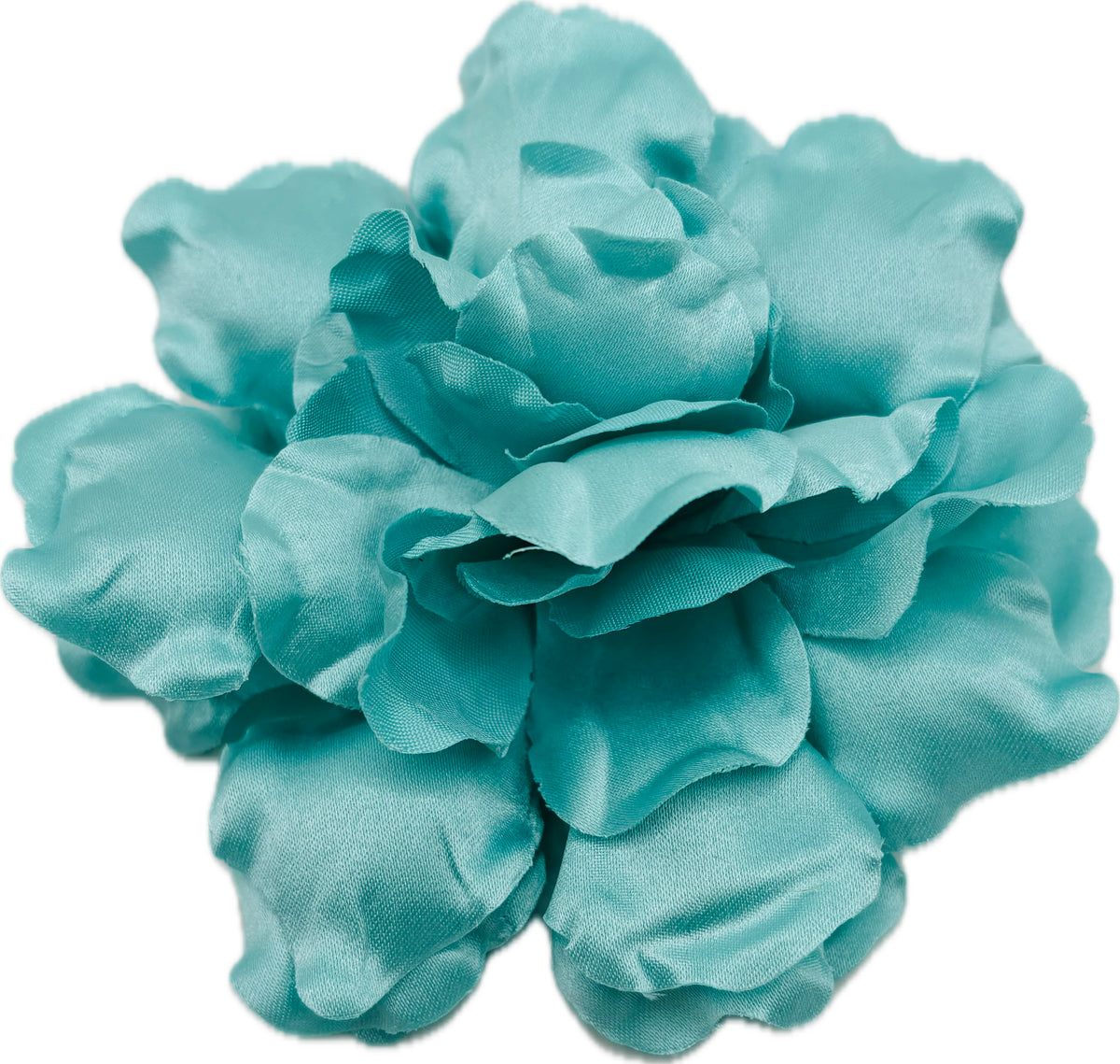 Harper Aqua Silk Satin Gardenia Brooch & Clip, 4" – Handmade