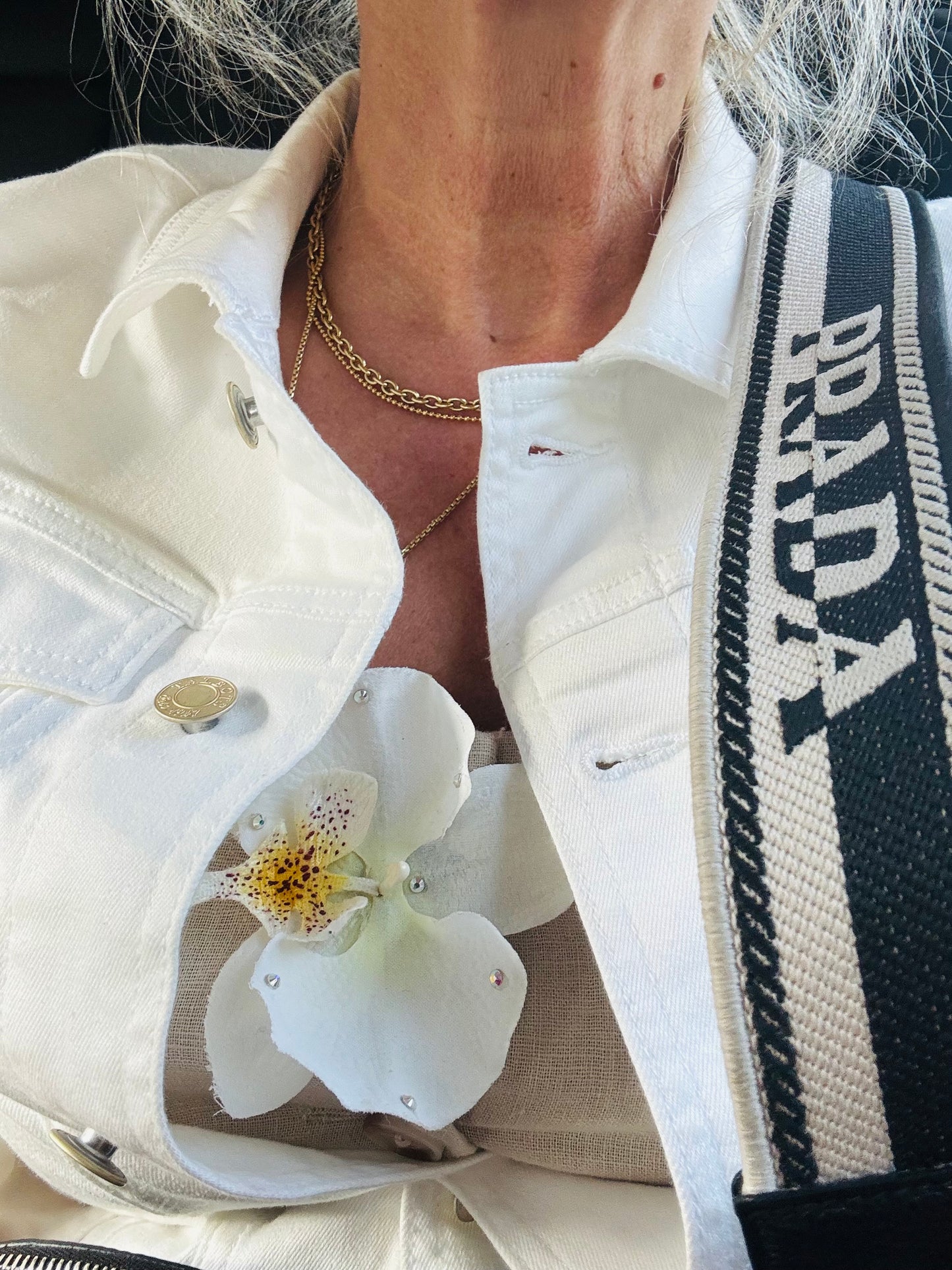 Karin’s Garden 3.5” “Whitney” White Orchid with Swarovski Crystals Pin & Clip. Made in the USA with Love