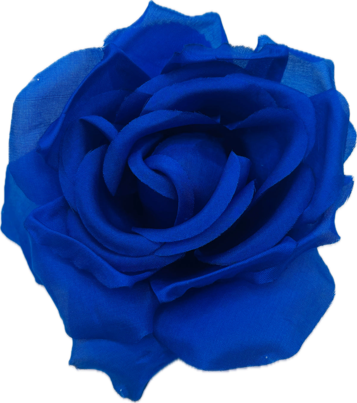 SJP Royal Blue Silk Rose Brooch & Clip, 4.5"
