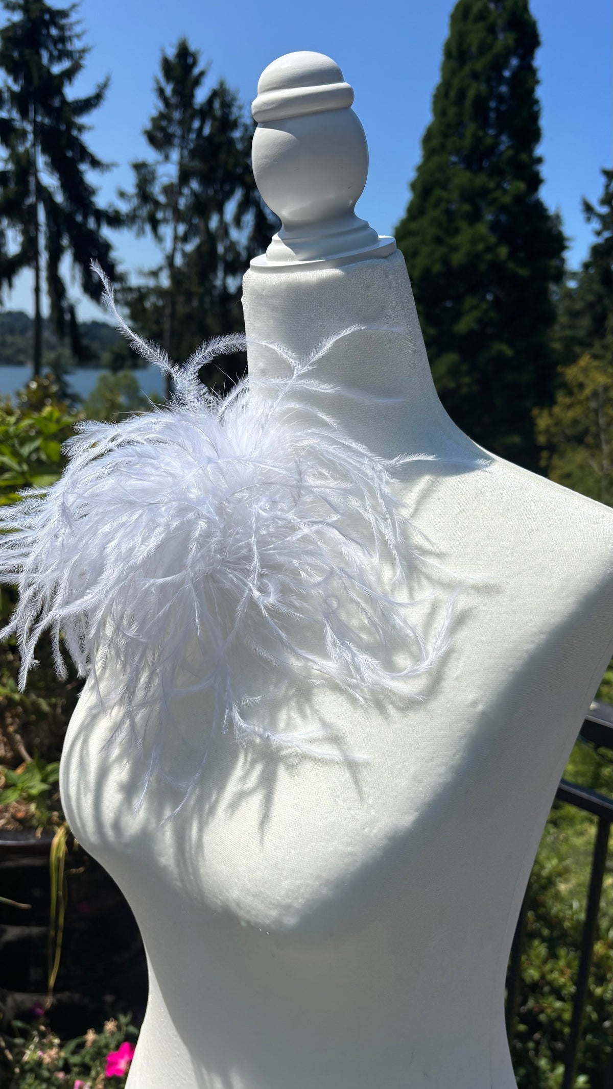 Dietrich Petite White Ostrich Pin & Clip